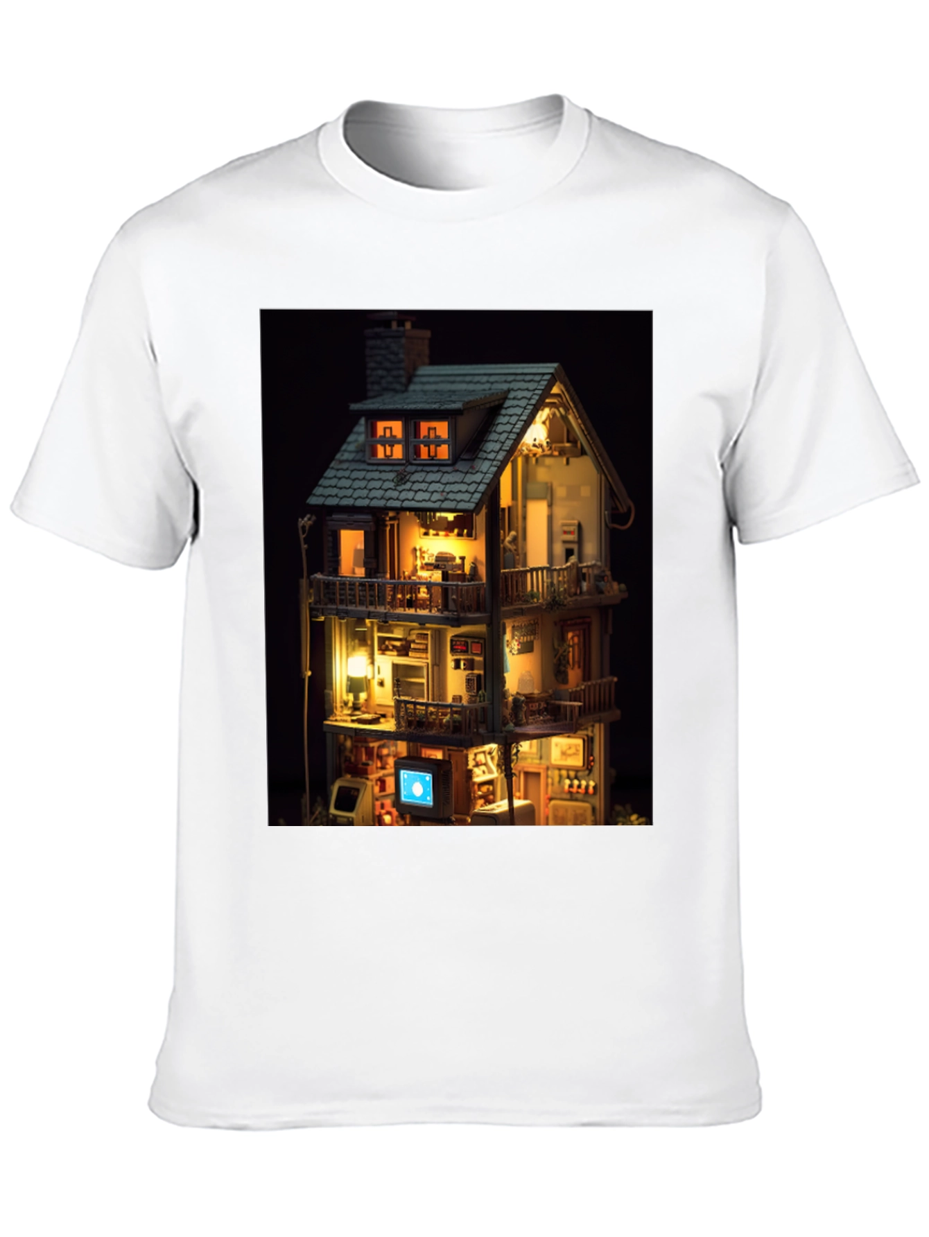 Architectural Dollhouse Graphic Tee - Unique Design