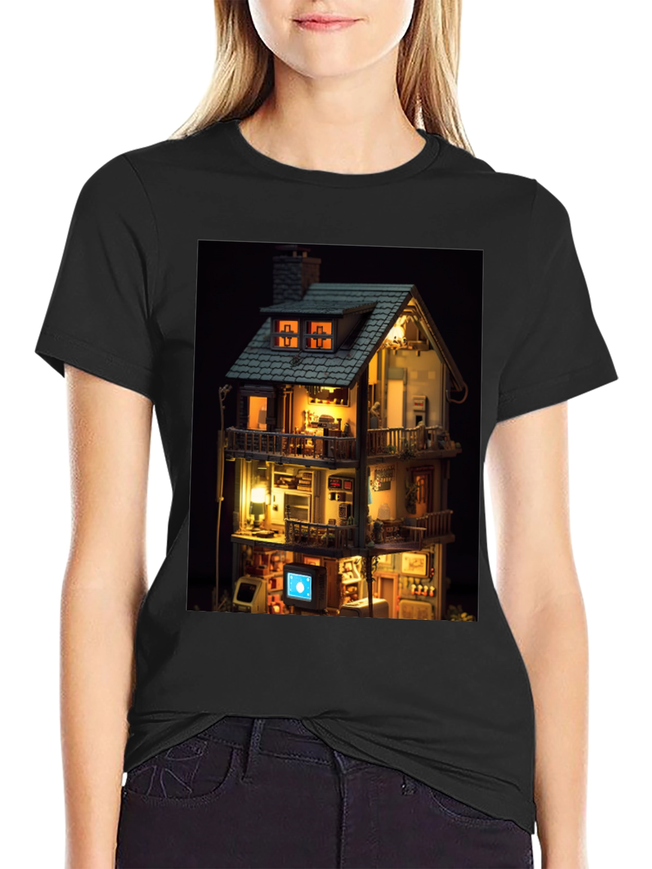 Architectural Dollhouse Graphic Tee - Unique Design