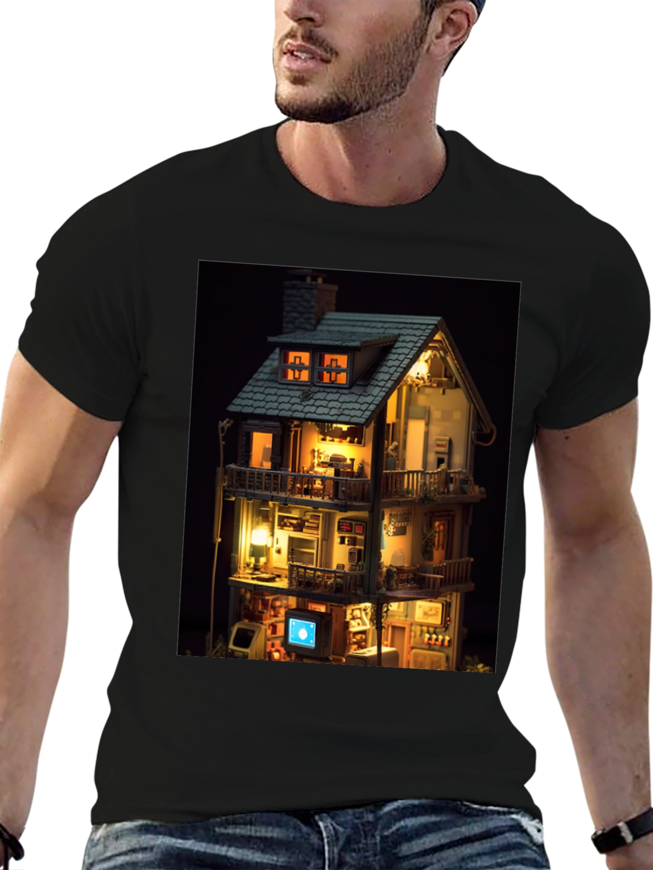 Architectural Dollhouse Graphic Tee - Unique Design