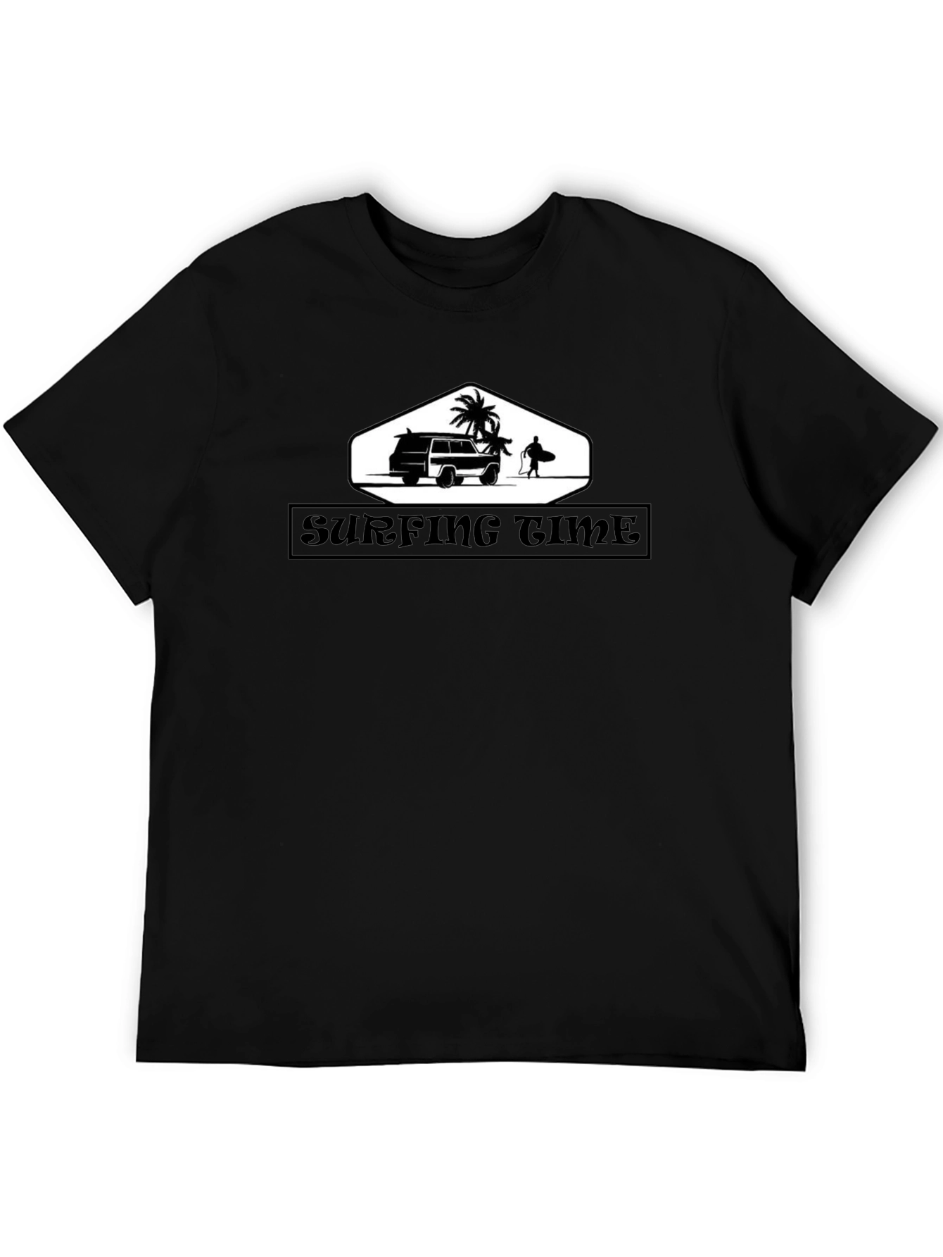 Surfing Time Black Graphic Tee