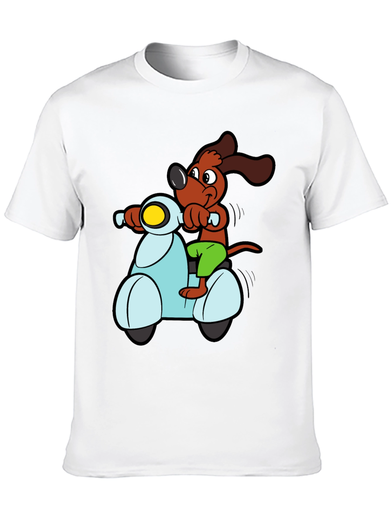 Dog on Scooter Graphic Tee - Black Cotton T-Shirt