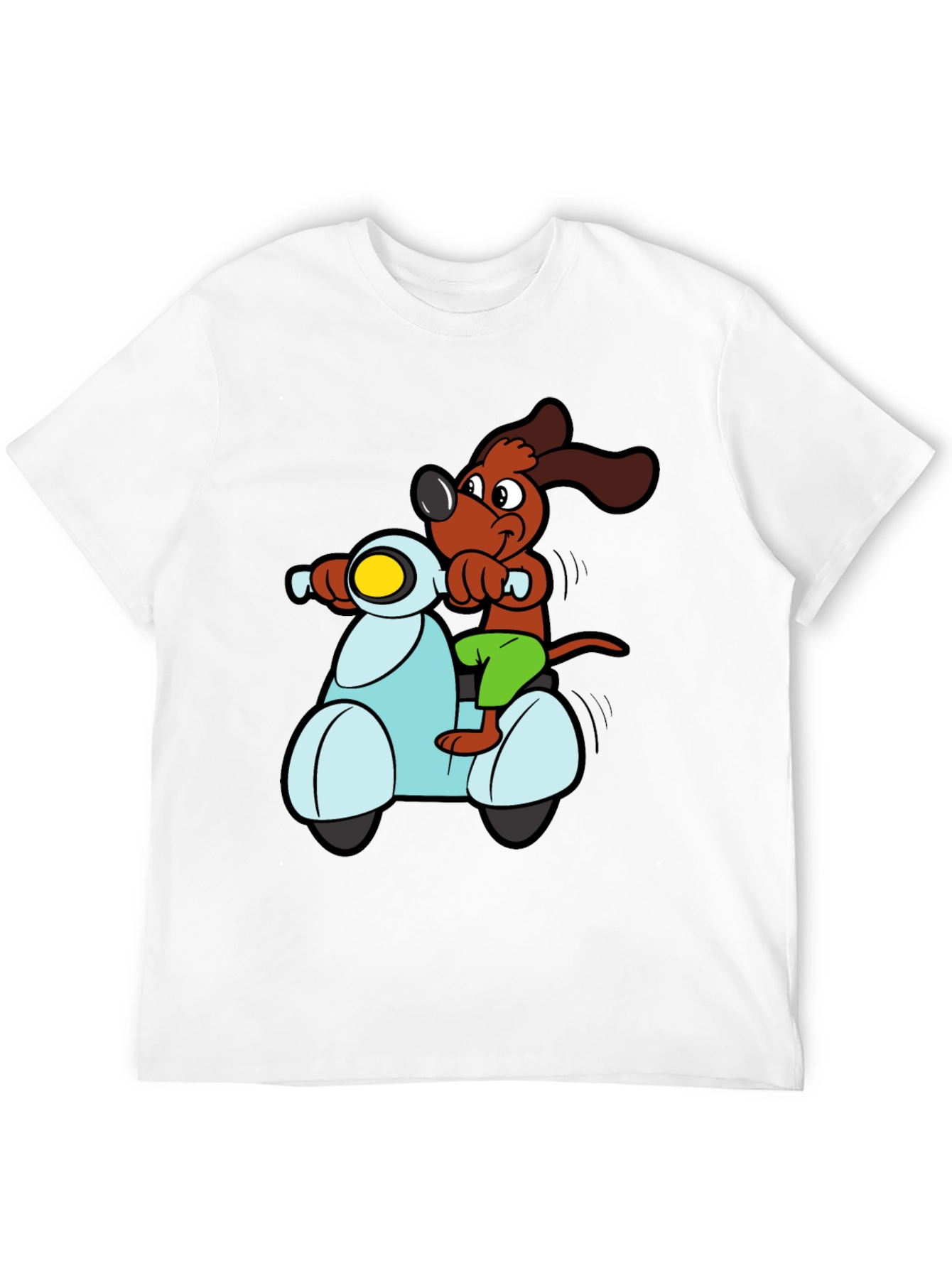 Dog on Scooter Graphic Tee - Black Cotton T-Shirt