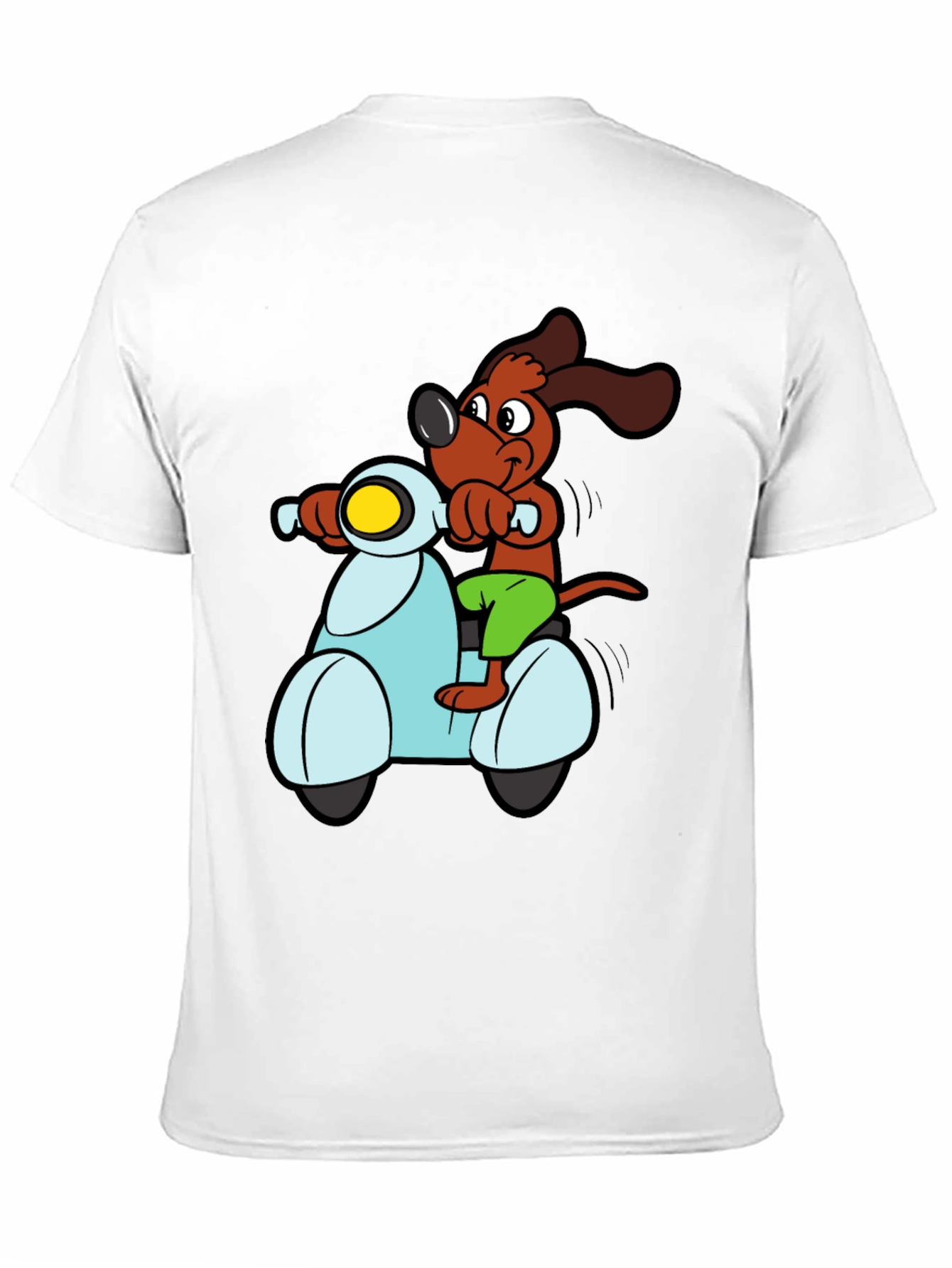 Dog on Scooter Graphic Tee - Black Cotton T-Shirt