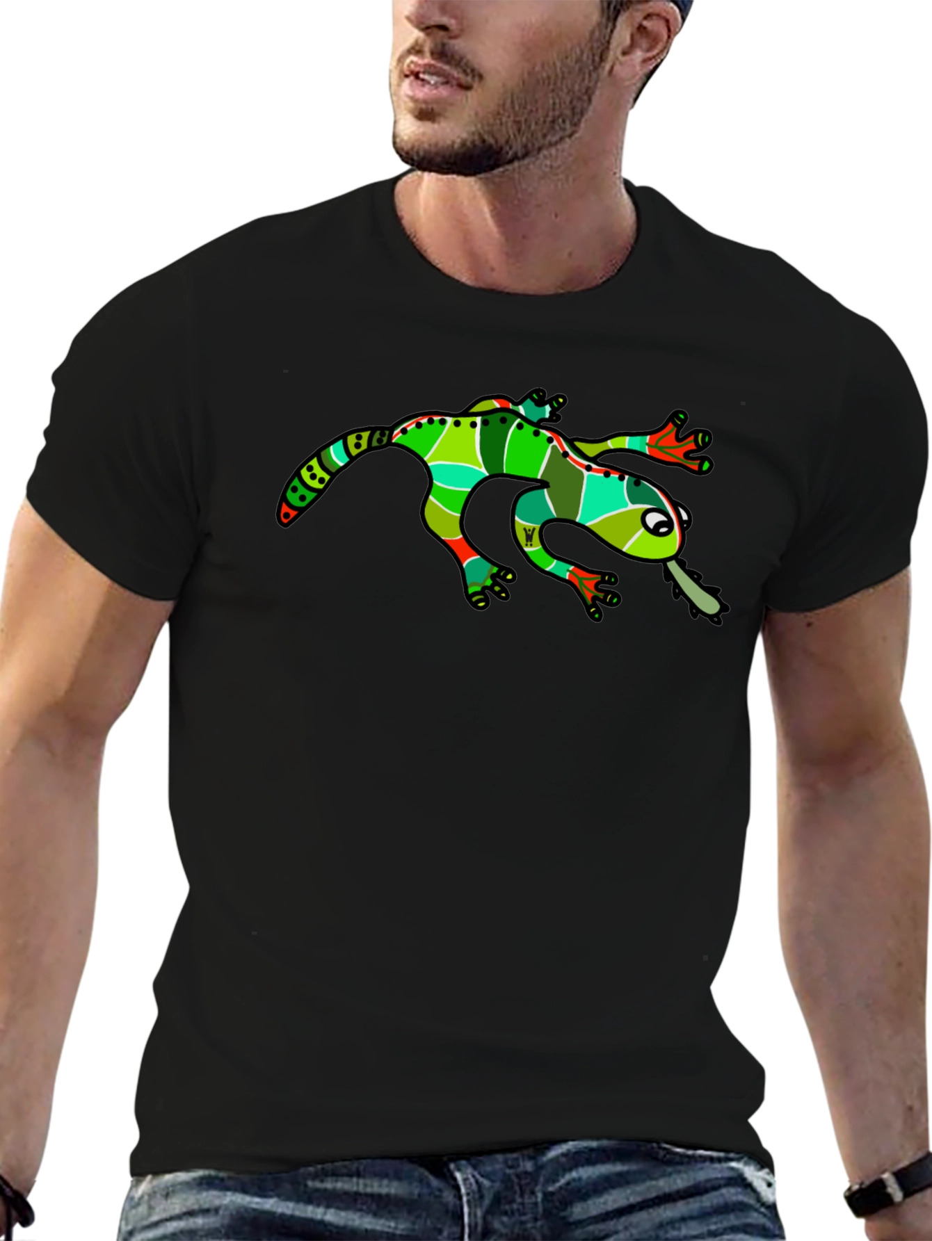 Funky Frog Graphic Tee - Black Cotton T-Shirt
