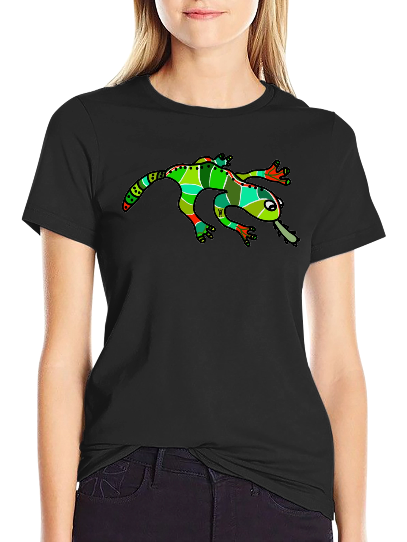Funky Frog Graphic Tee - Black Cotton T-Shirt
