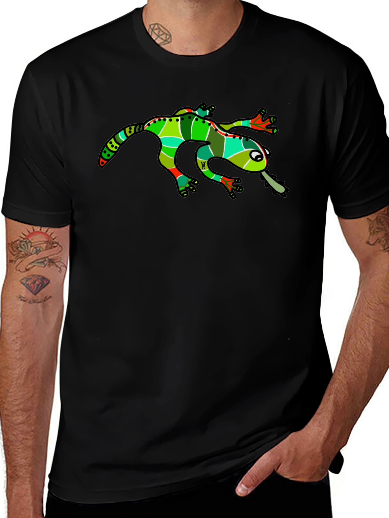 Funky Frog Graphic Tee - Black Cotton T-Shirt