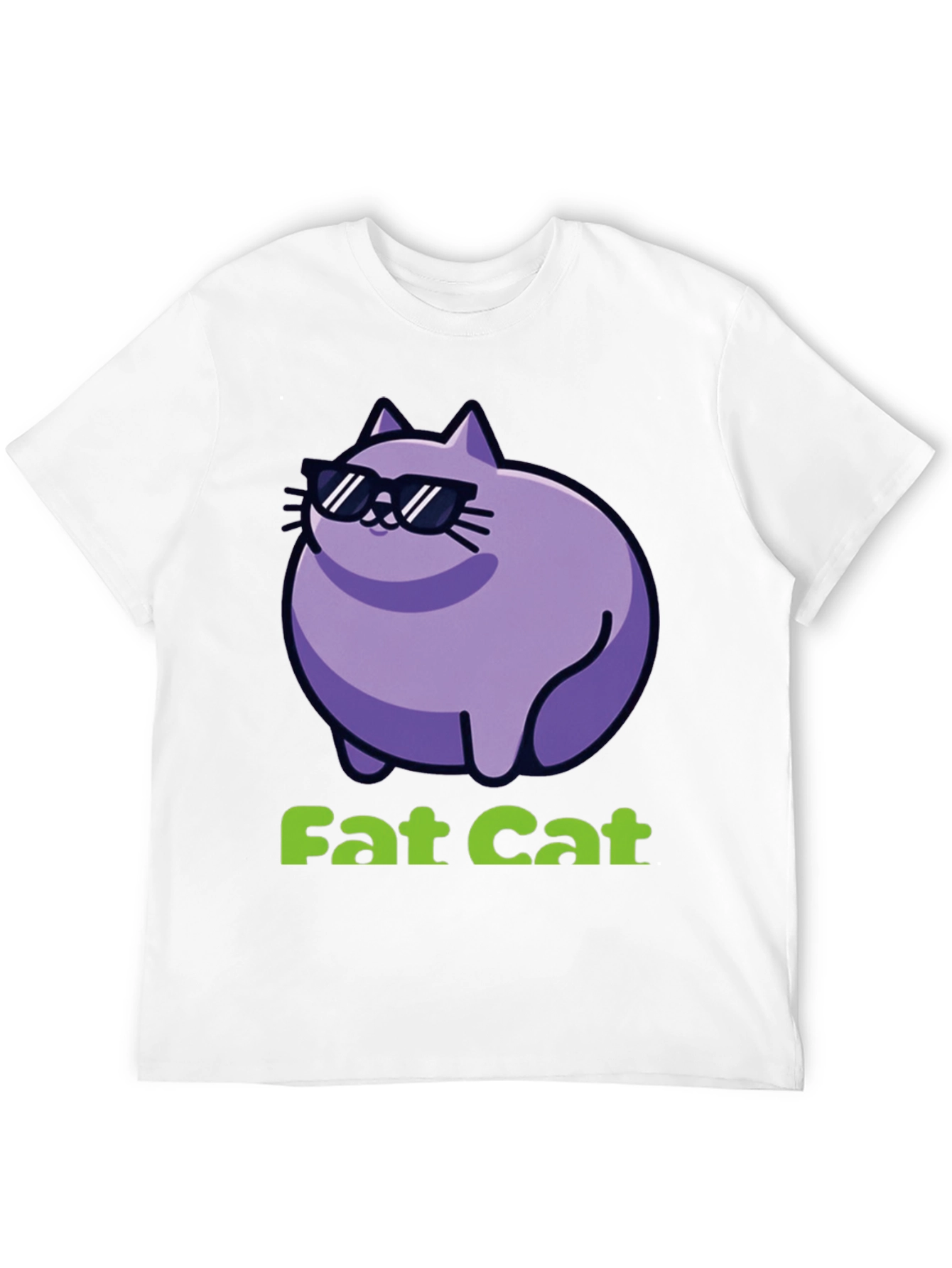 Cool Fat Cat Graphic T-Shirt - Black