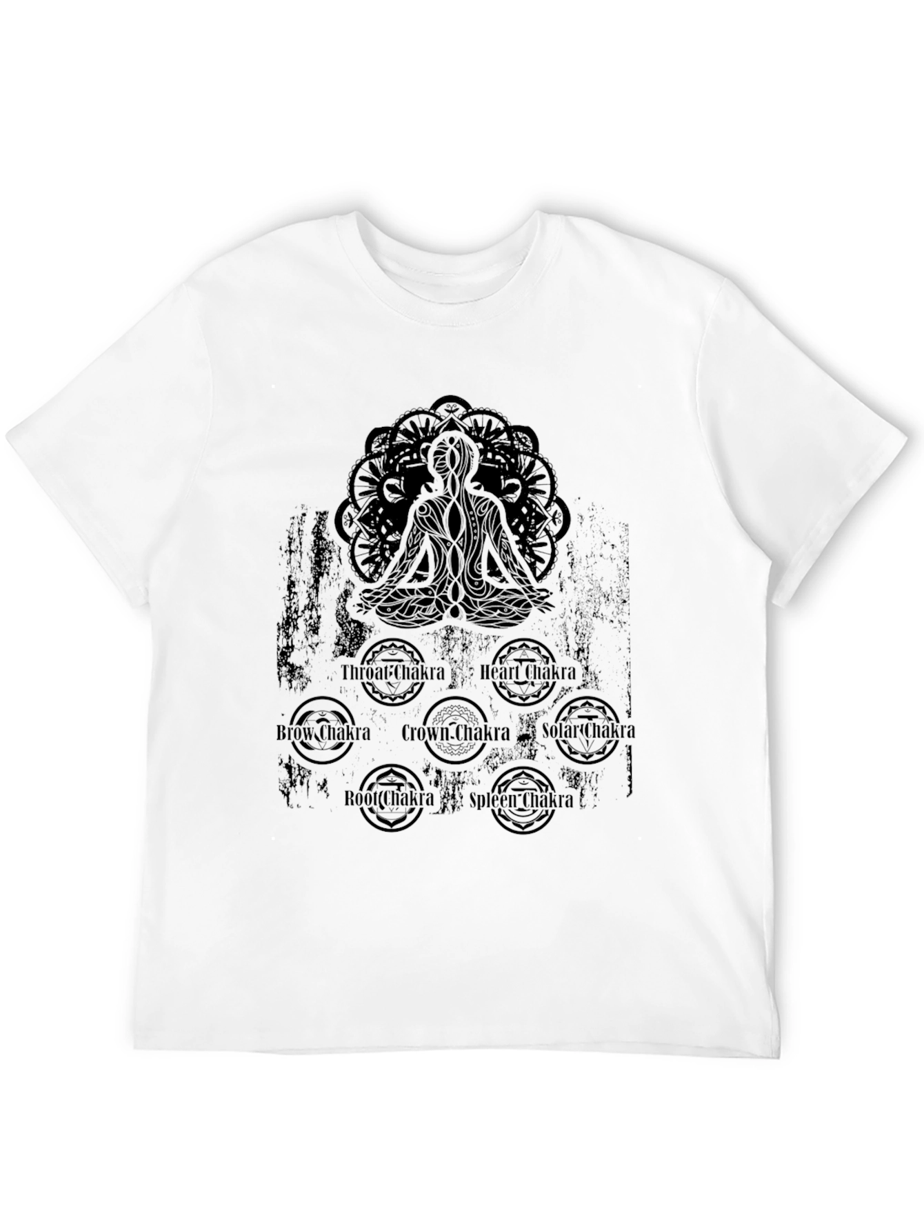 Chakra Meditation Graphic Black T-Shirt