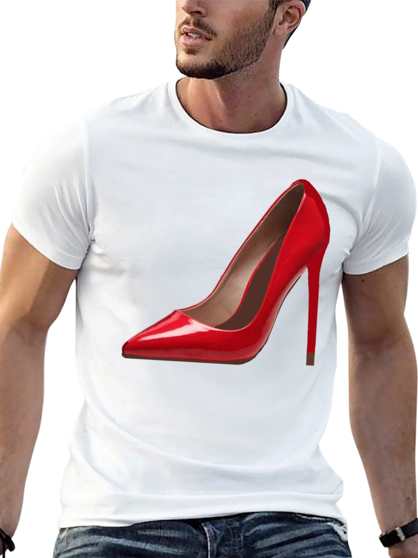 Red High Heel Graphic Tee - Stylish Fashion Statement