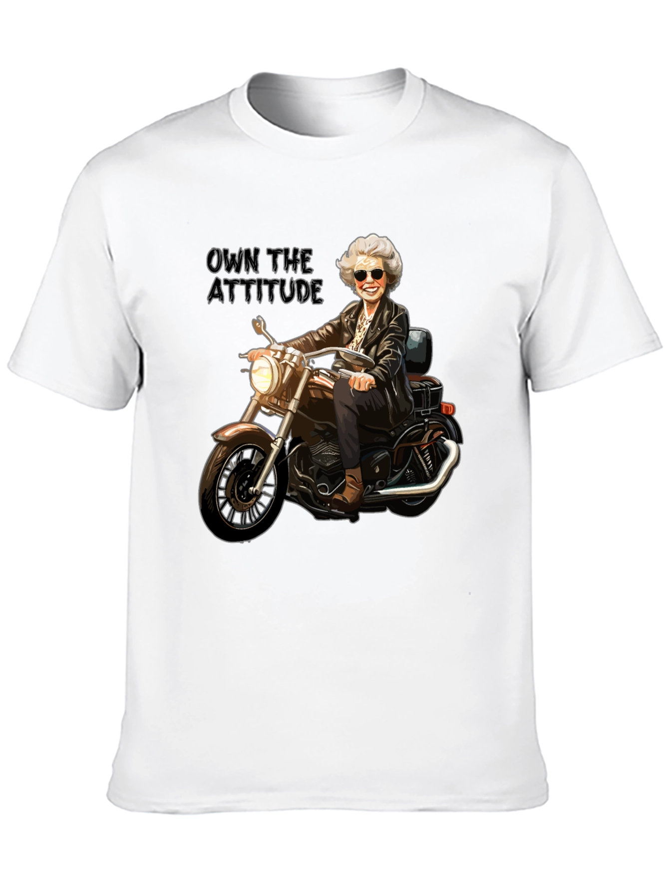 Own the Attitude T-Shirt - Badass Biker Grandma