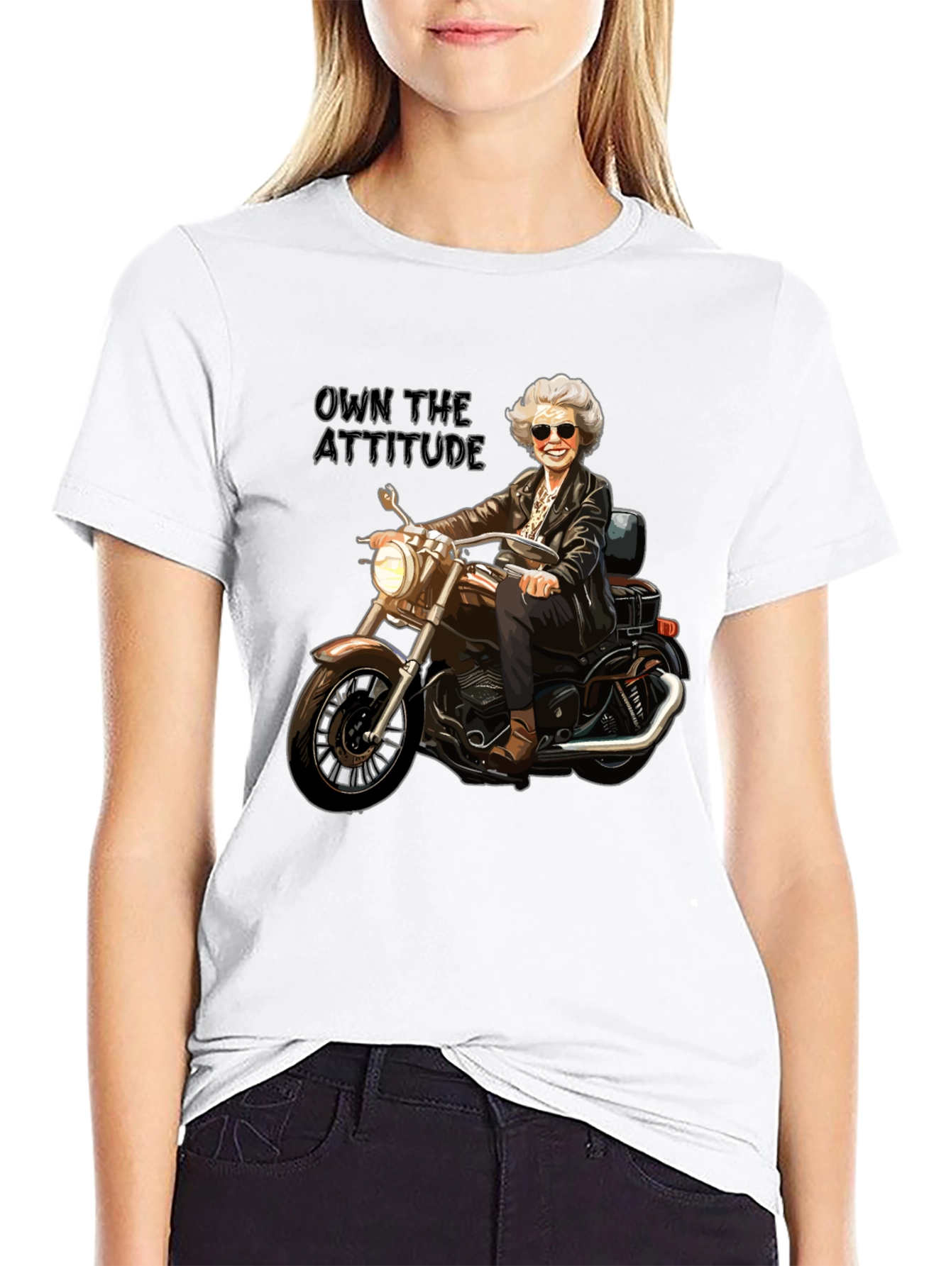 Own the Attitude T-Shirt - Badass Biker Grandma