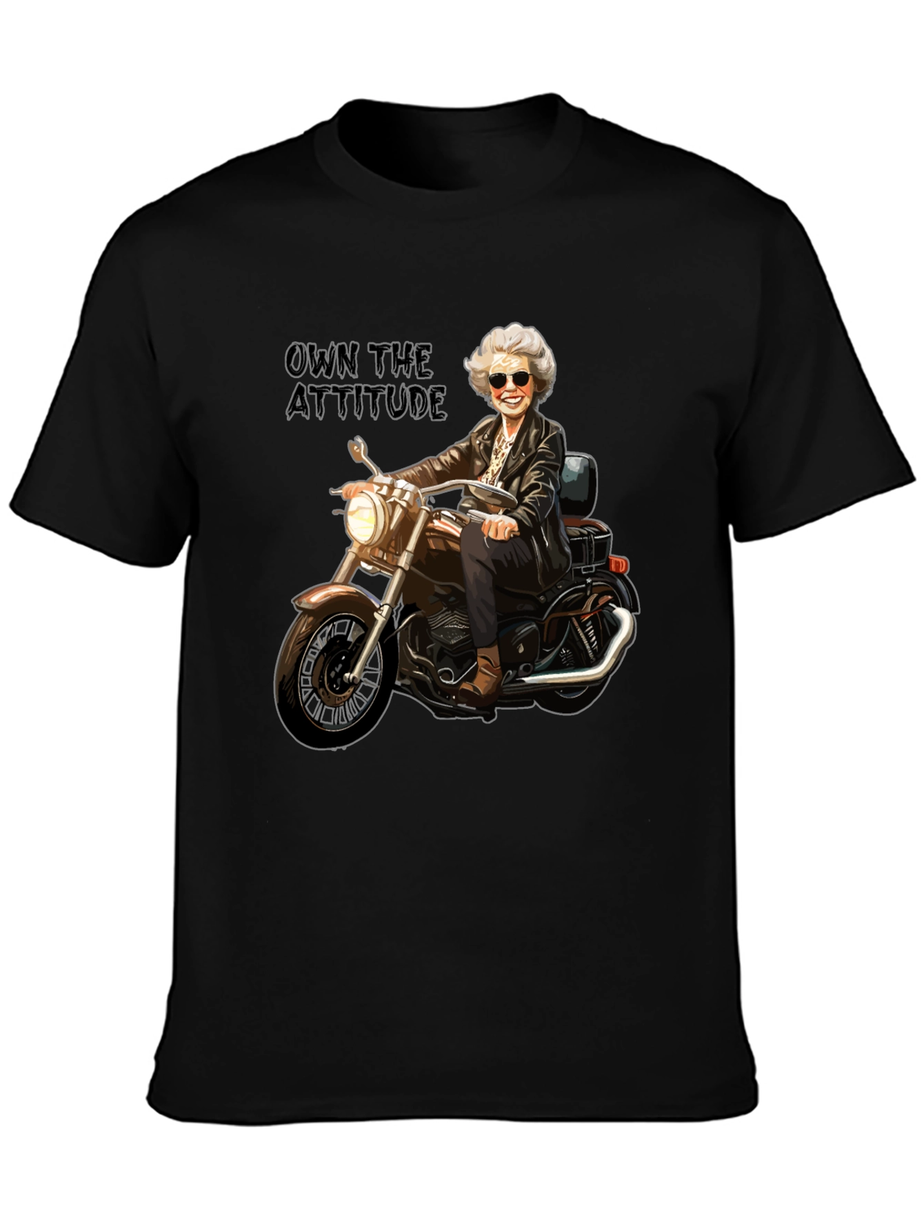 Own the Attitude T-Shirt - Badass Biker Grandma