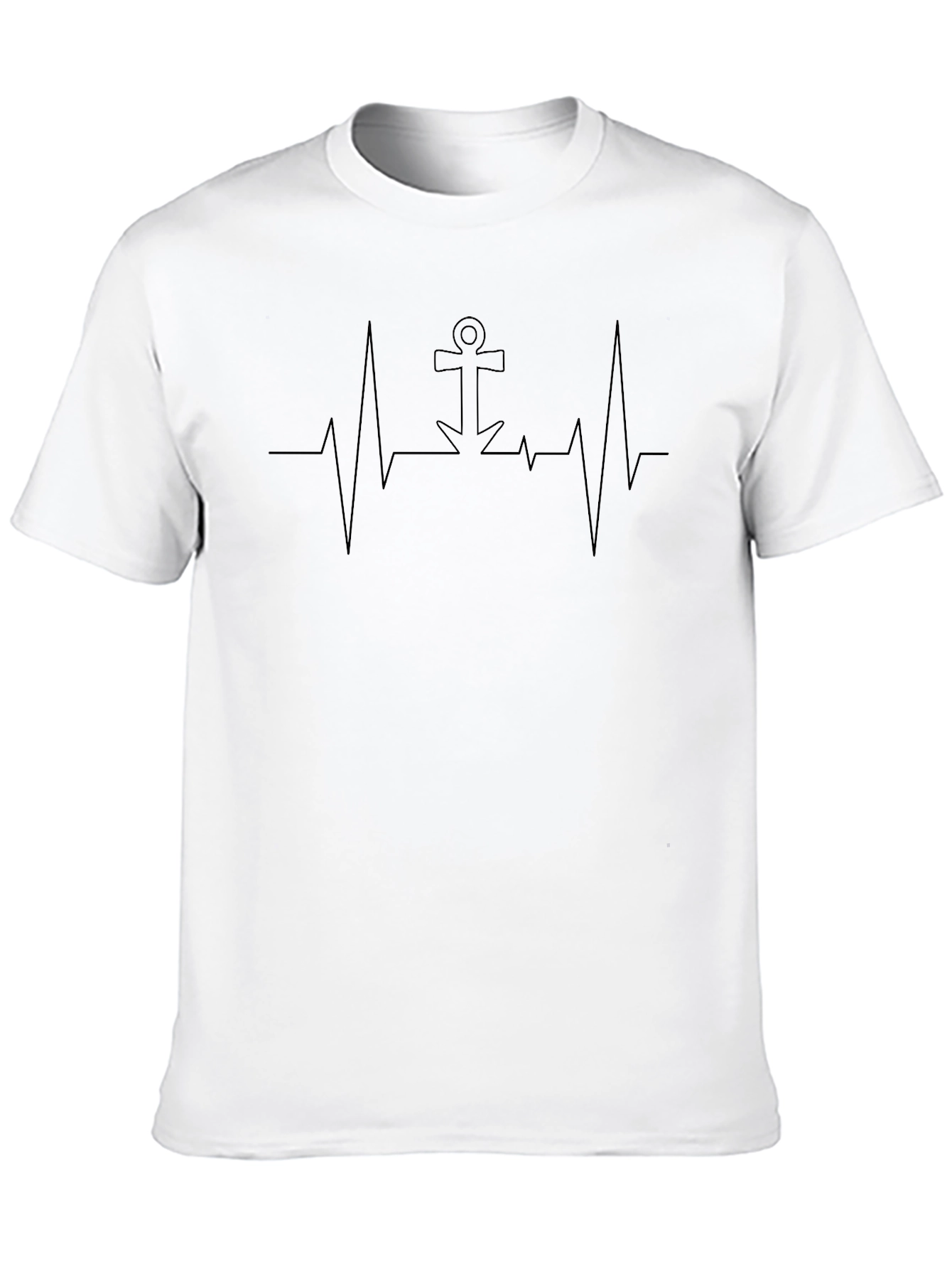 Anchor Heartbeat Graphic Tee - Stylish Black T-Shirt