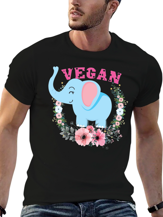 Vegan Elephant Graphic Tee - Cute & Stylish Animal Lover Shirt