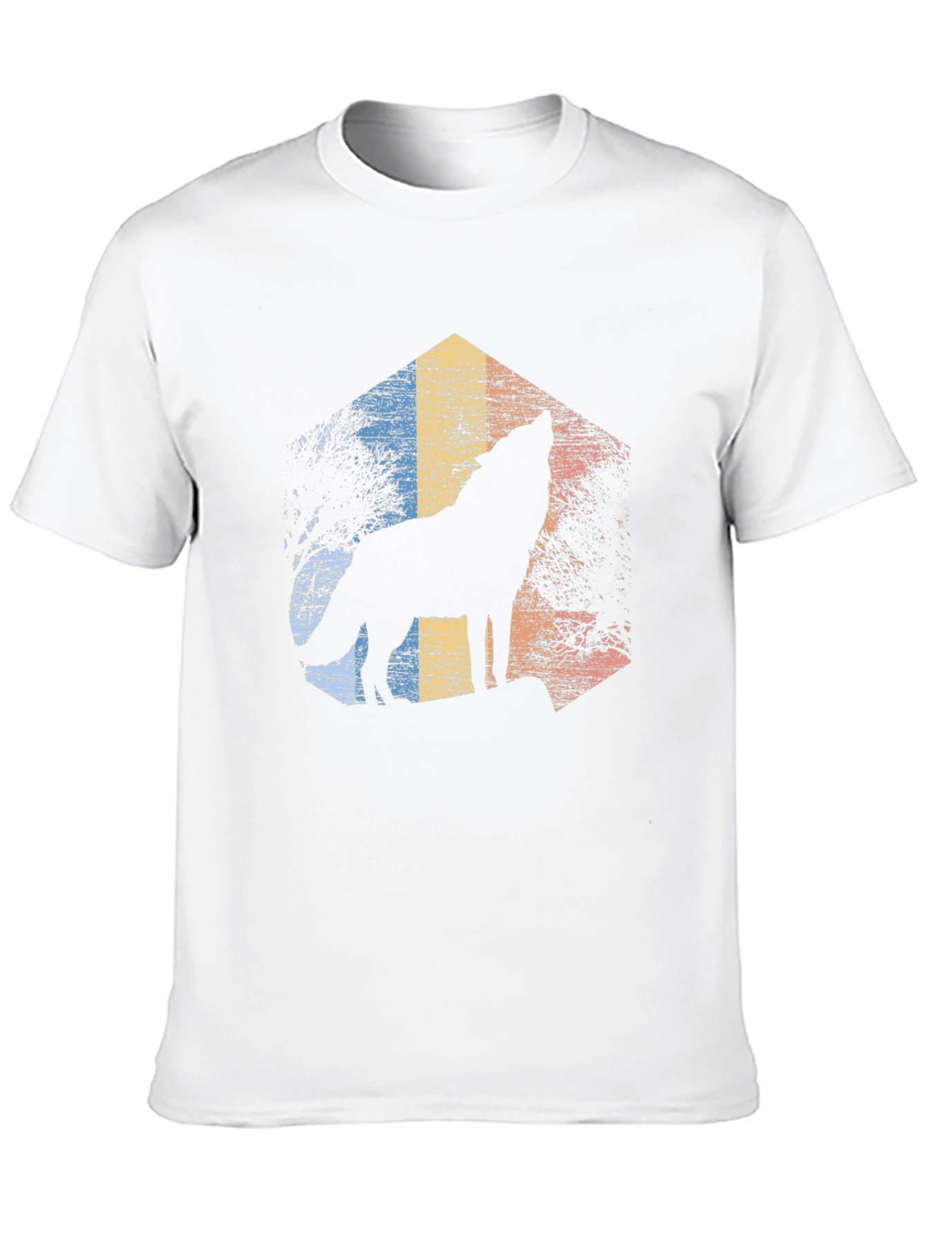 Wolf Howl Retro Graphic Tee - Black Cotton Blend