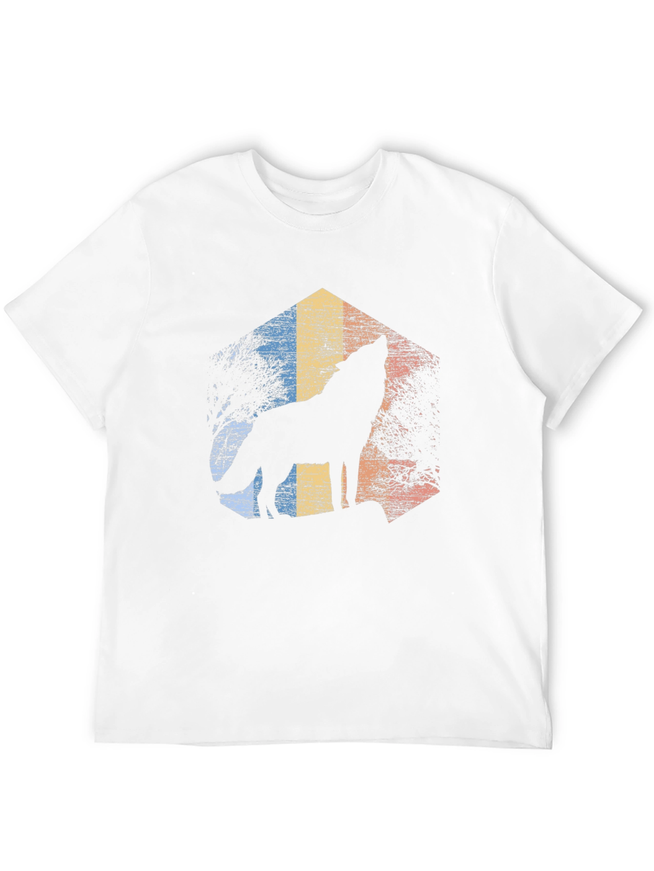 Wolf Howl Retro Graphic Tee - Black Cotton Blend