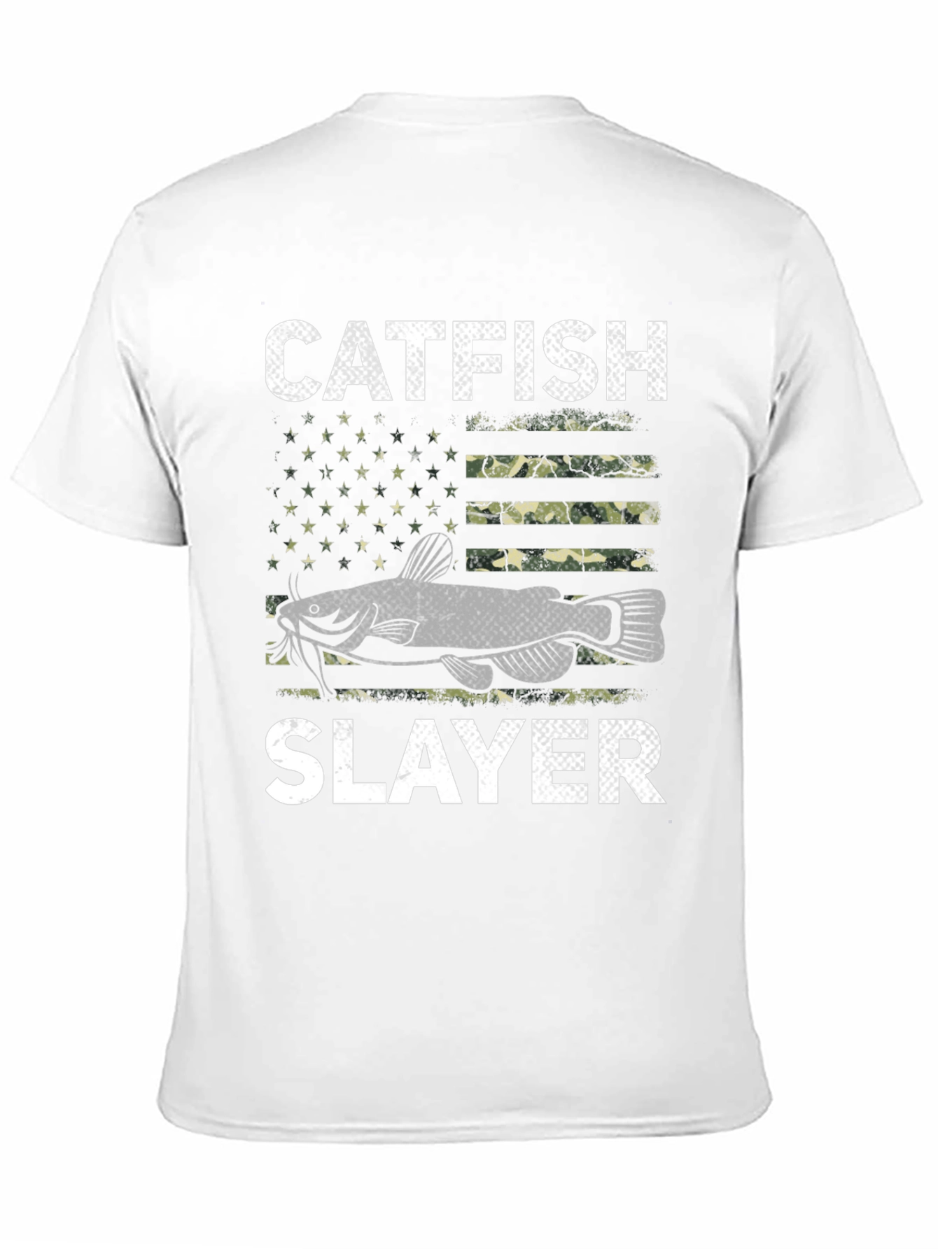 Catfish Slayer Graphic Tee - Camo Flag Design