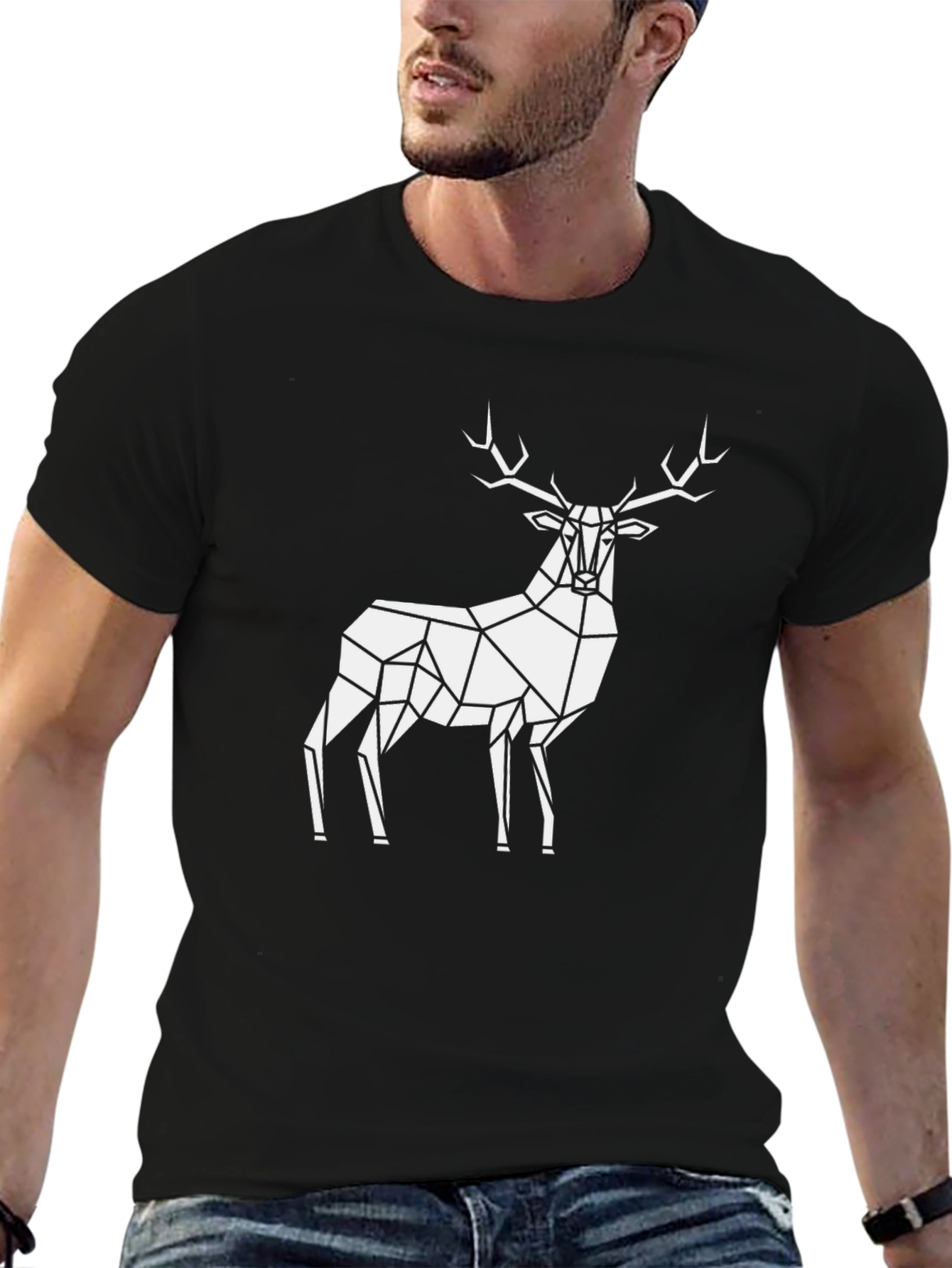 Geometric Deer Graphic T-Shirt - Modern Style