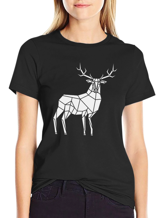 Geometric Deer Graphic T-Shirt - Modern Style
