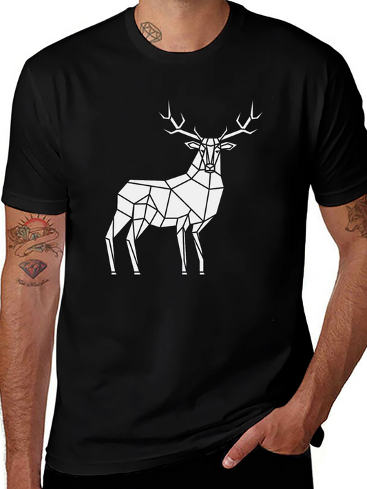 Geometric Deer Graphic T-Shirt - Modern Style