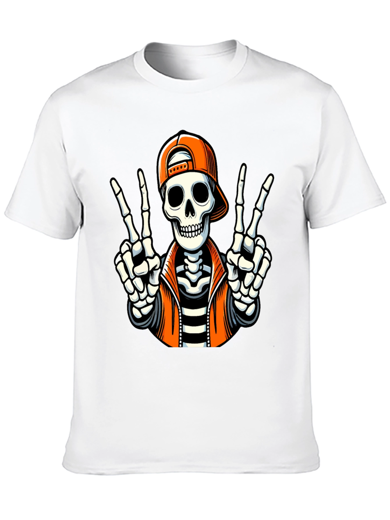 Skeleton Peace Sign Graphic T-Shirt