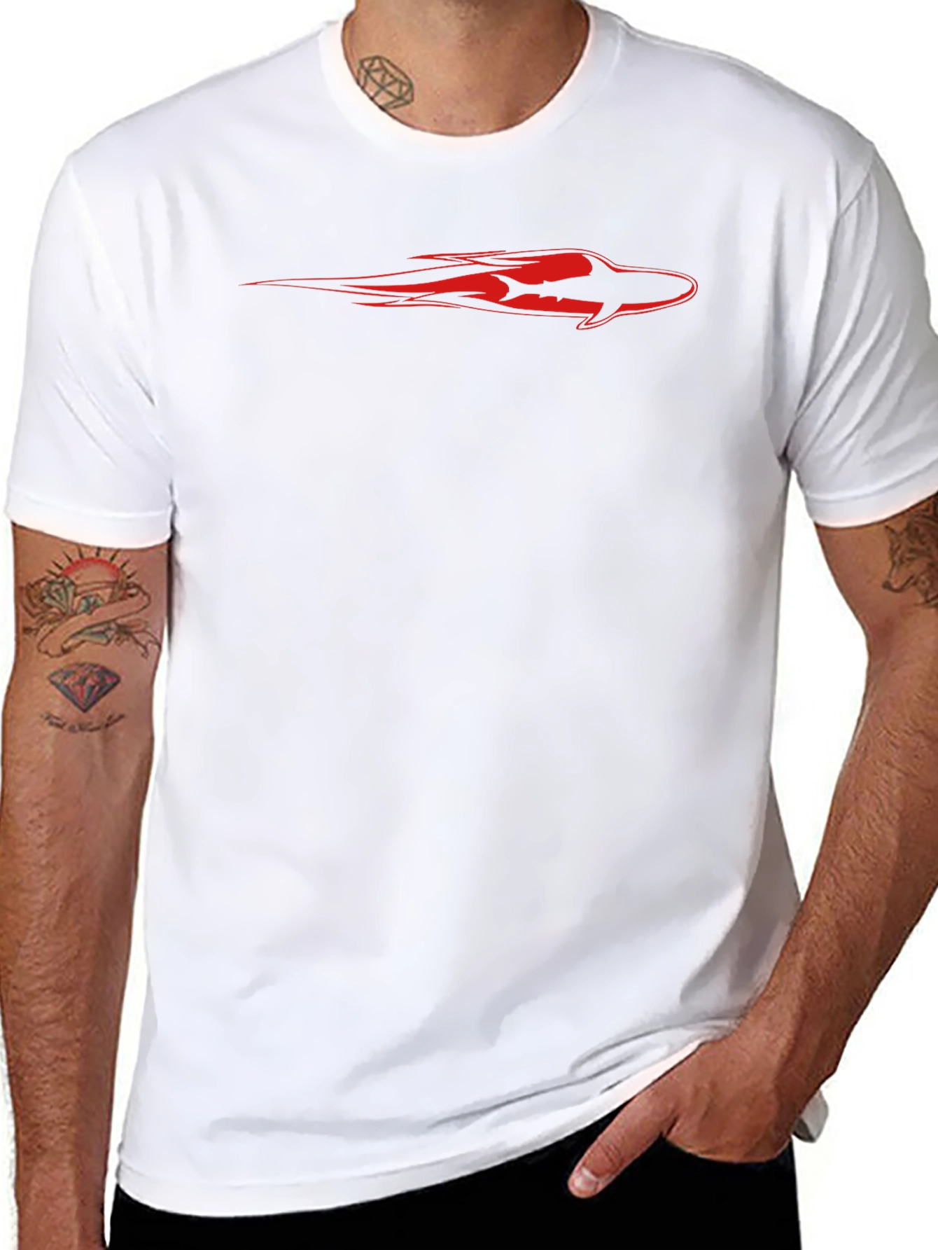 Red Shark Graphic Black T-Shirt