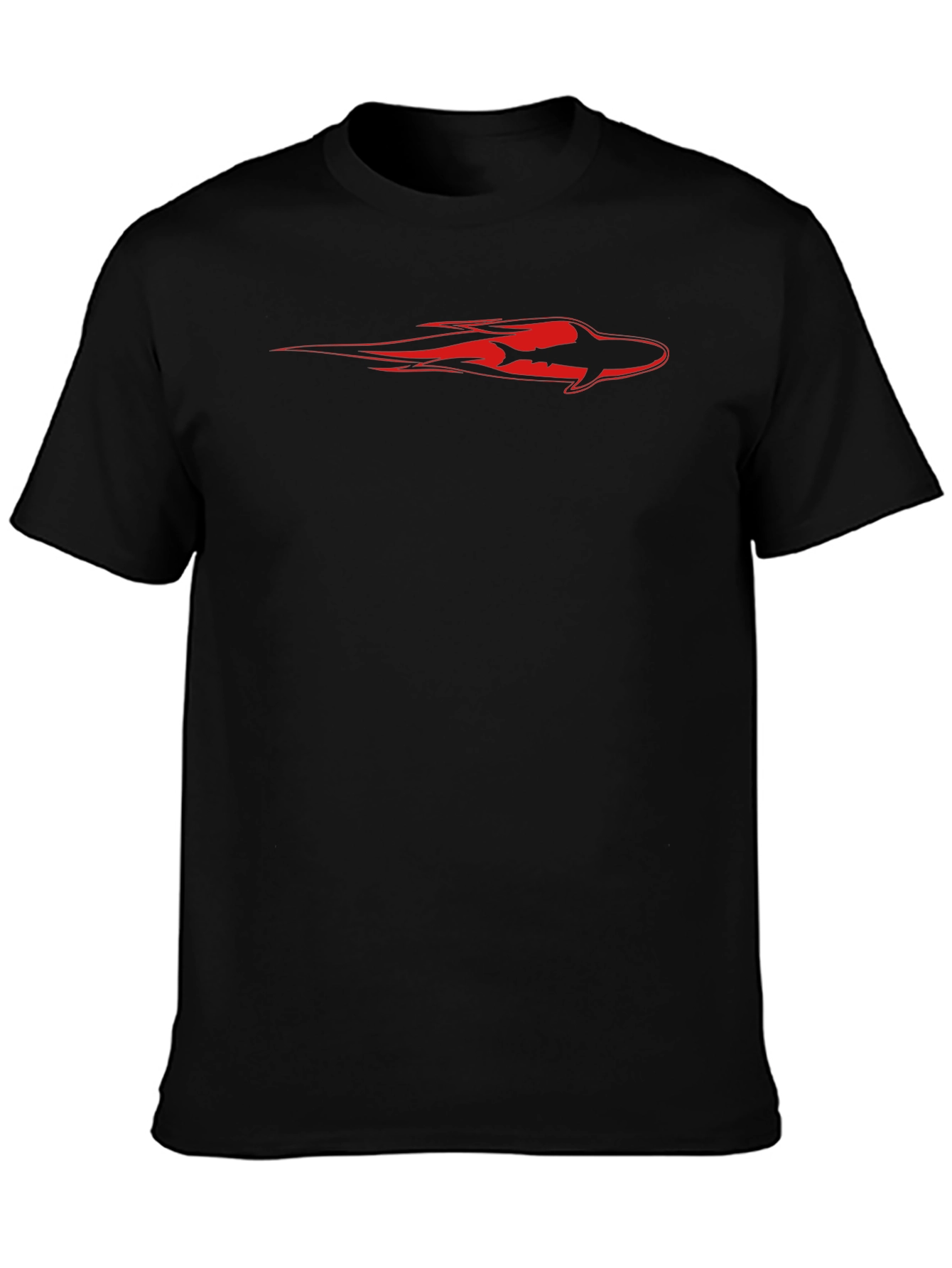 Red Shark Graphic Black T-Shirt