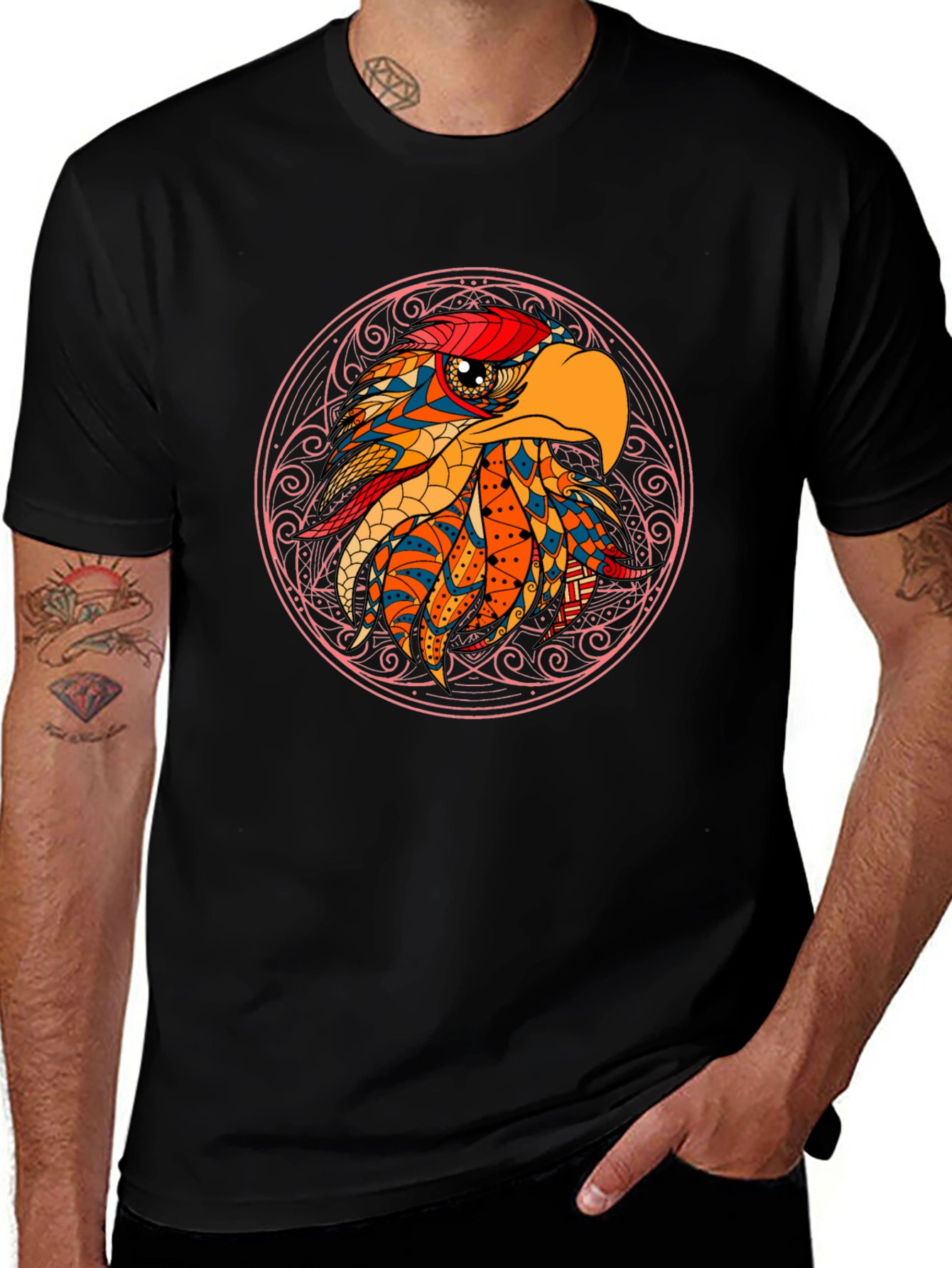 Eagle Mandala Graphic Tee - Black