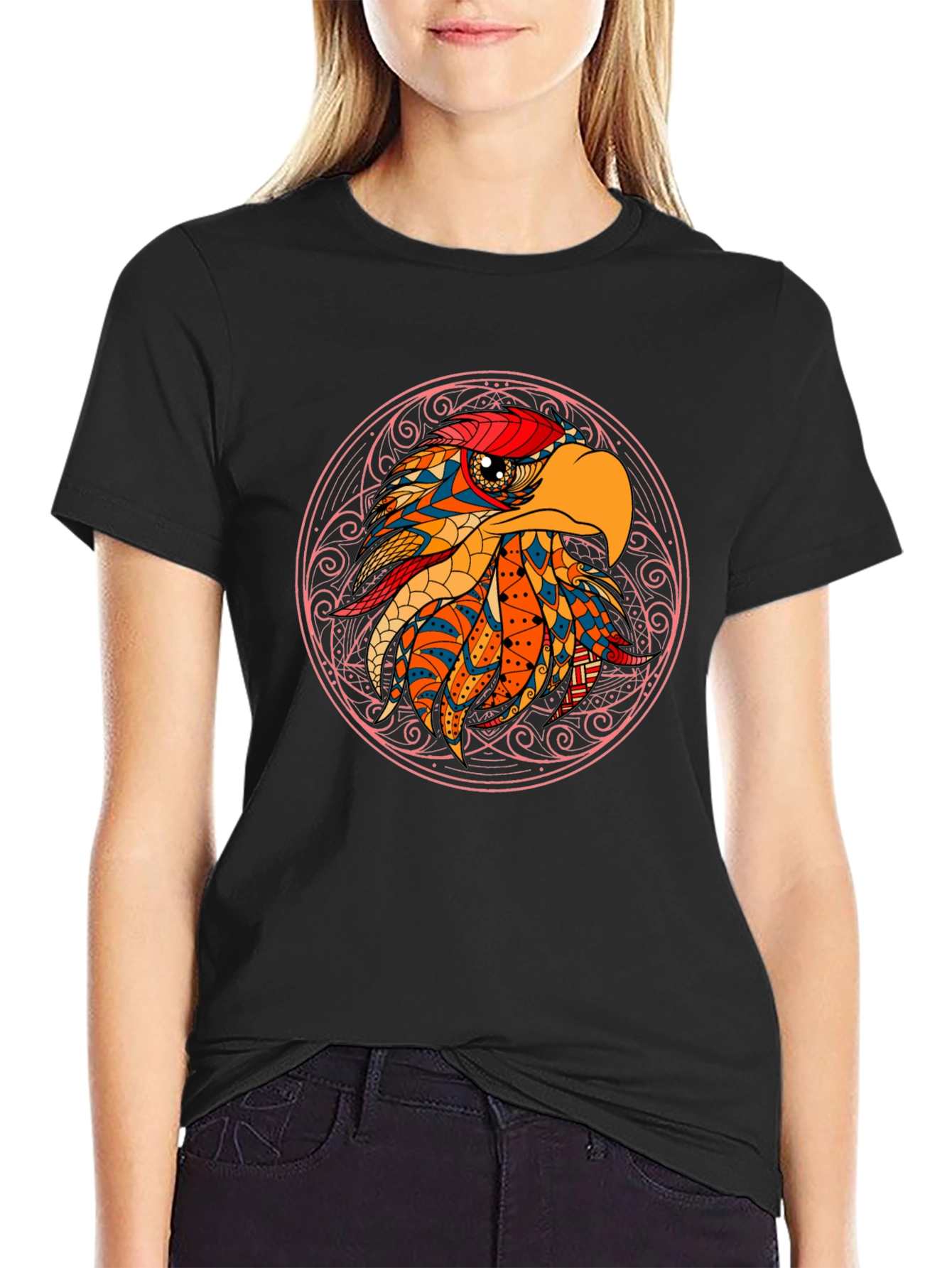 Eagle Mandala Graphic Tee - Black