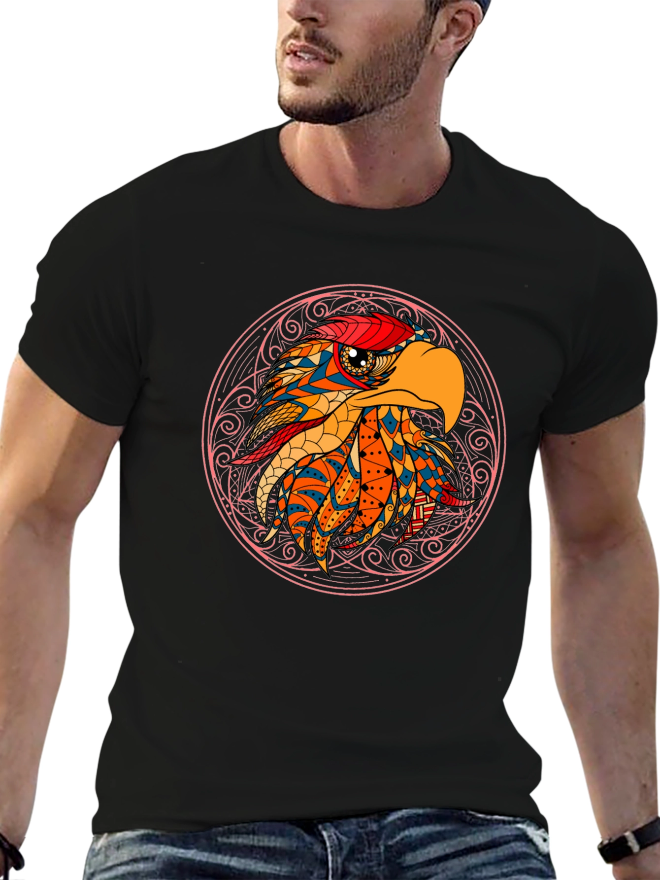 Eagle Mandala Graphic Tee - Black