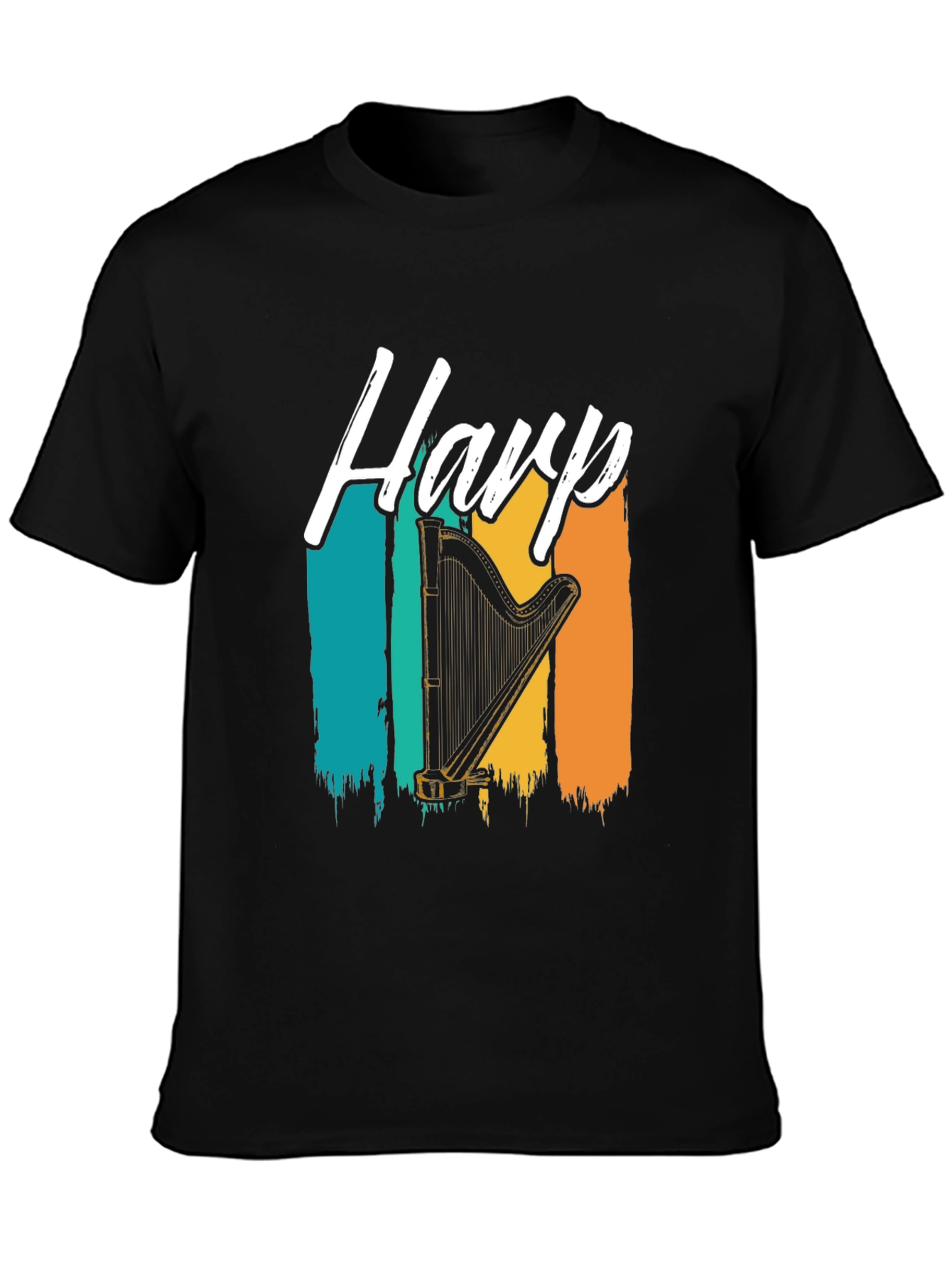 Retro Harp T-Shirt - Musical Instrument Tee