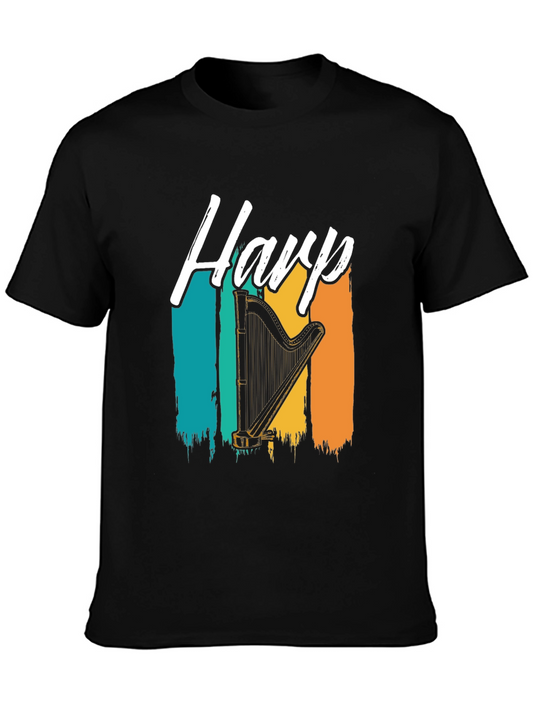 Retro Harp T-Shirt - Musical Instrument Tee