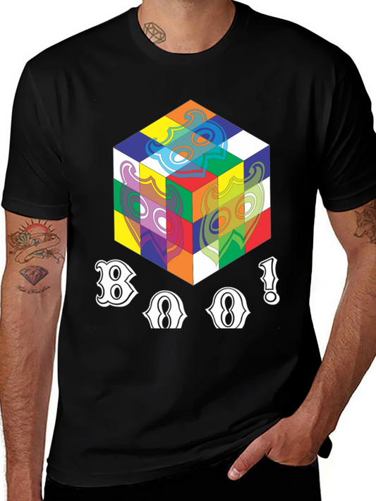 Abstract Cube Graphic T-Shirt - Black