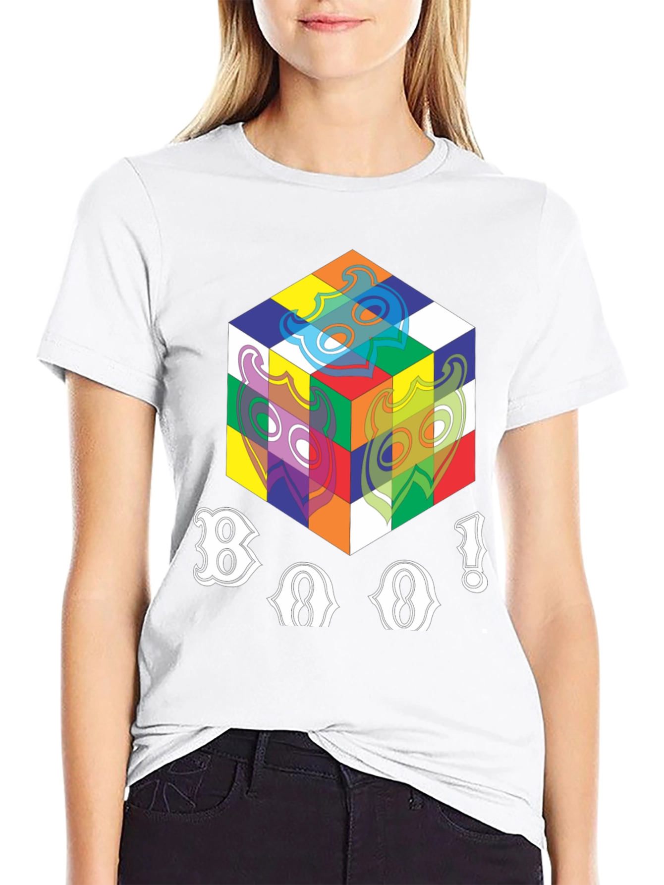 Abstract Cube Graphic T-Shirt - Black