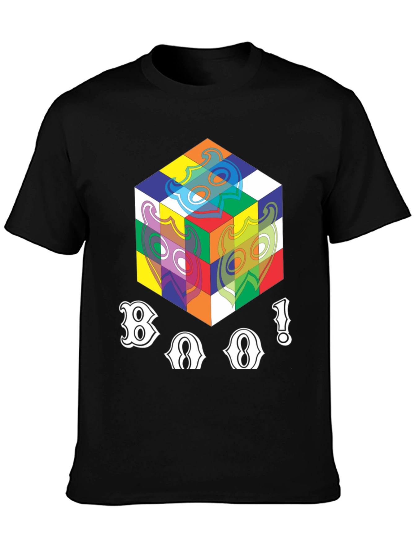 Abstract Cube Graphic T-Shirt - Black