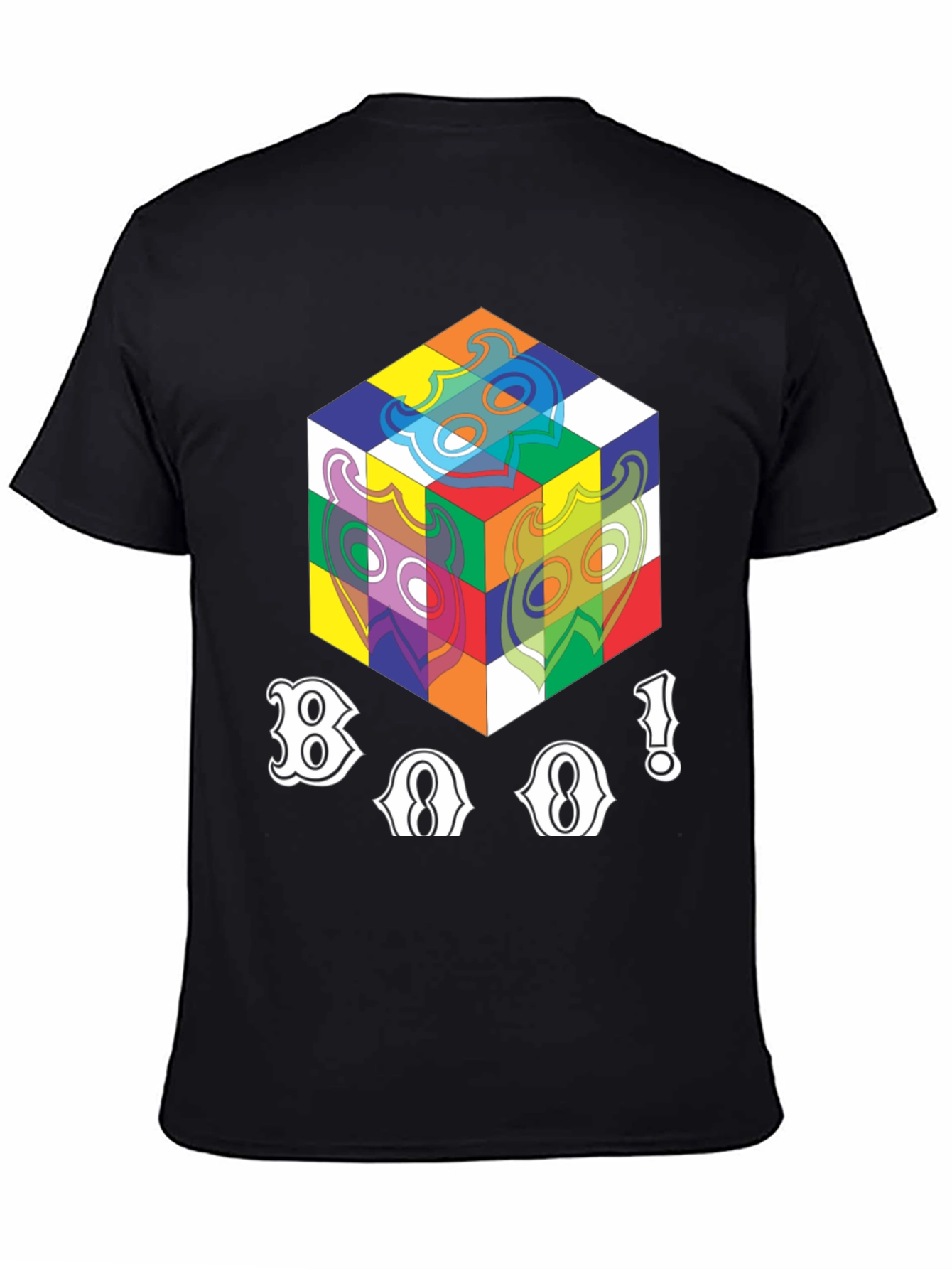 Abstract Cube Graphic T-Shirt - Black