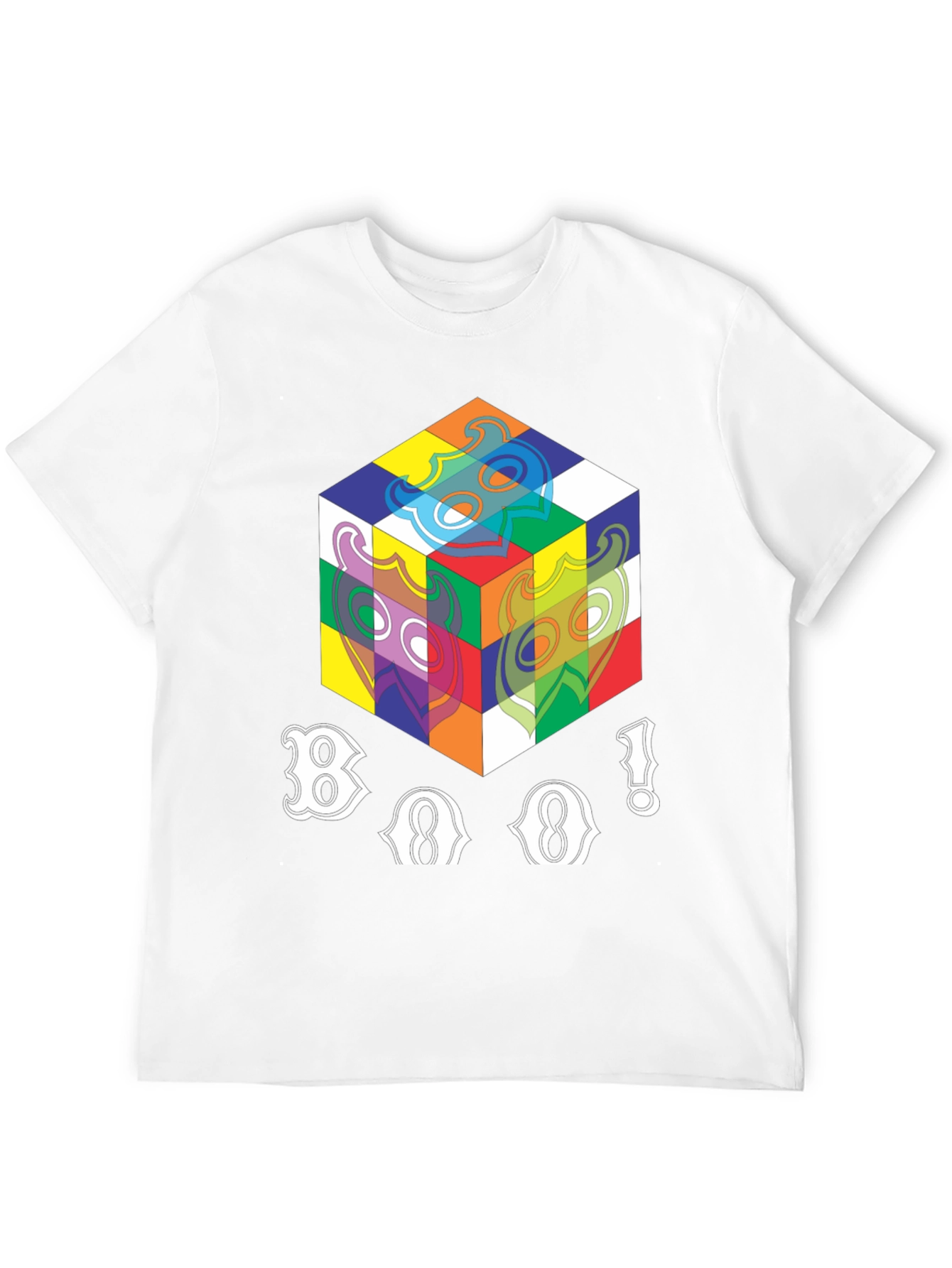 Abstract Cube Graphic T-Shirt - Black