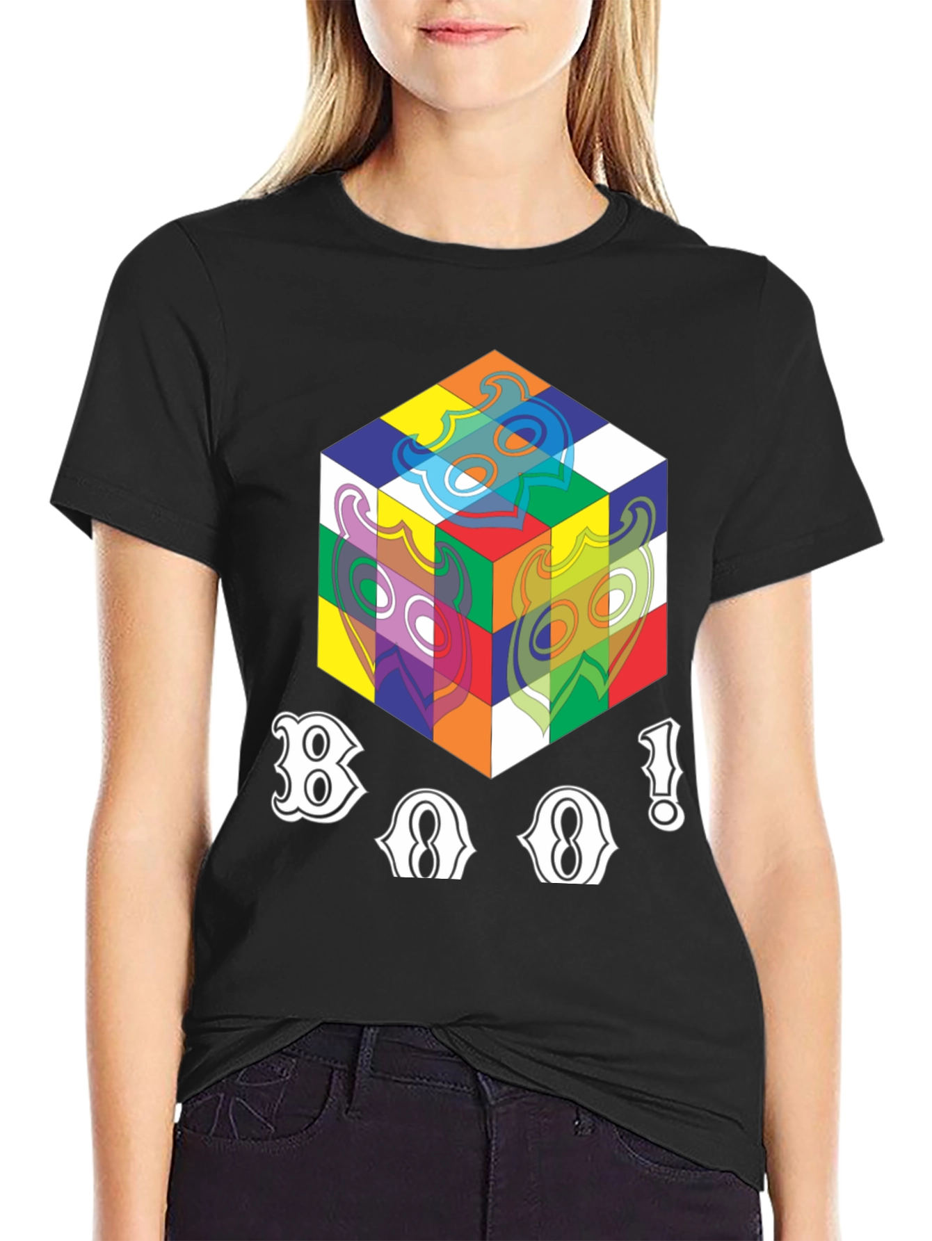 Abstract Cube Graphic T-Shirt - Black