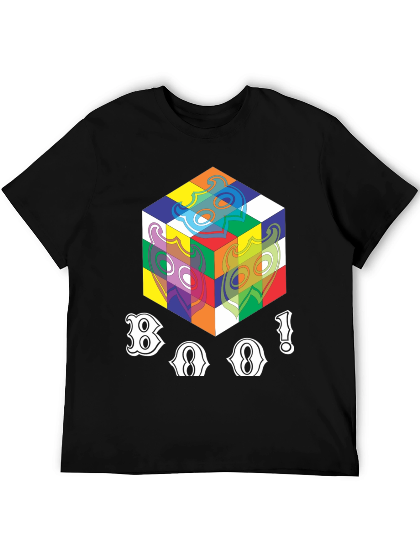 Abstract Cube Graphic T-Shirt - Black