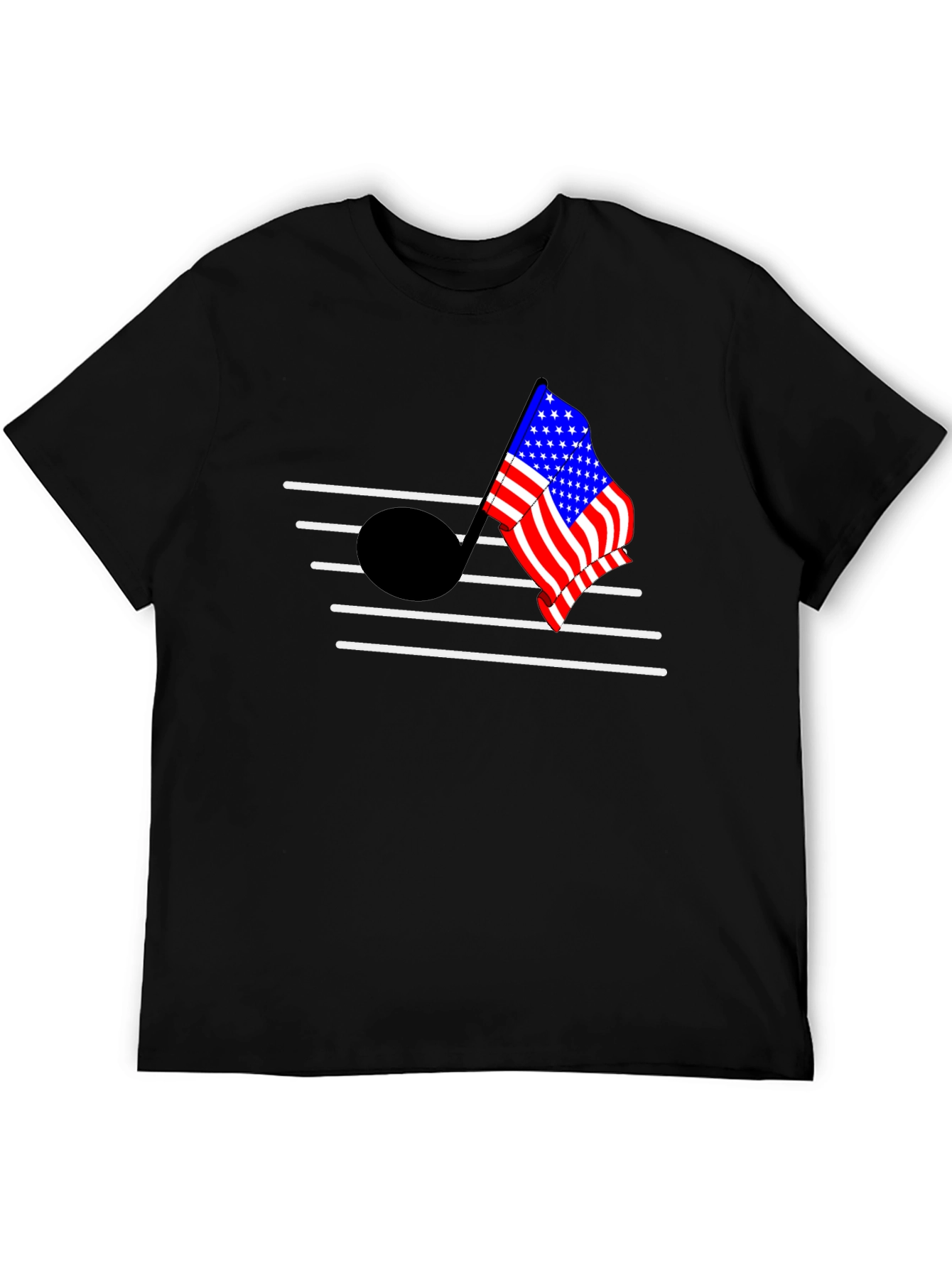 American Flag Music Note Graphic T-Shirt