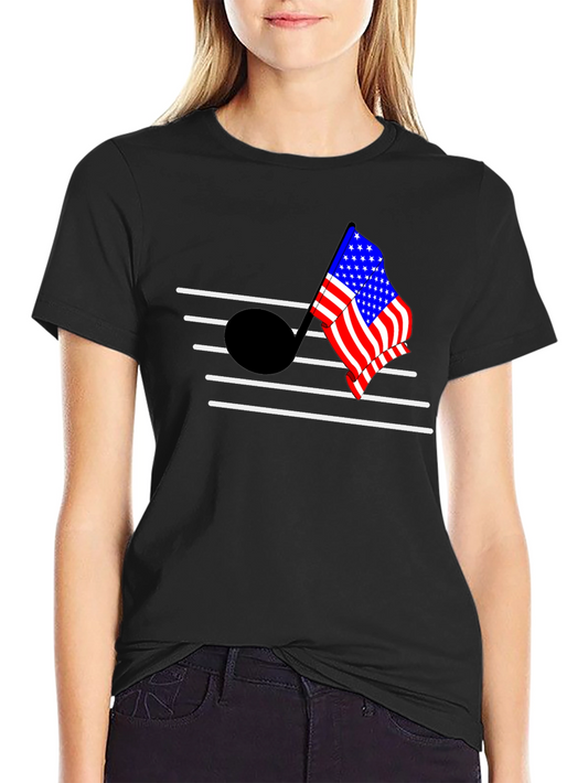 American Flag Music Note Graphic T-Shirt