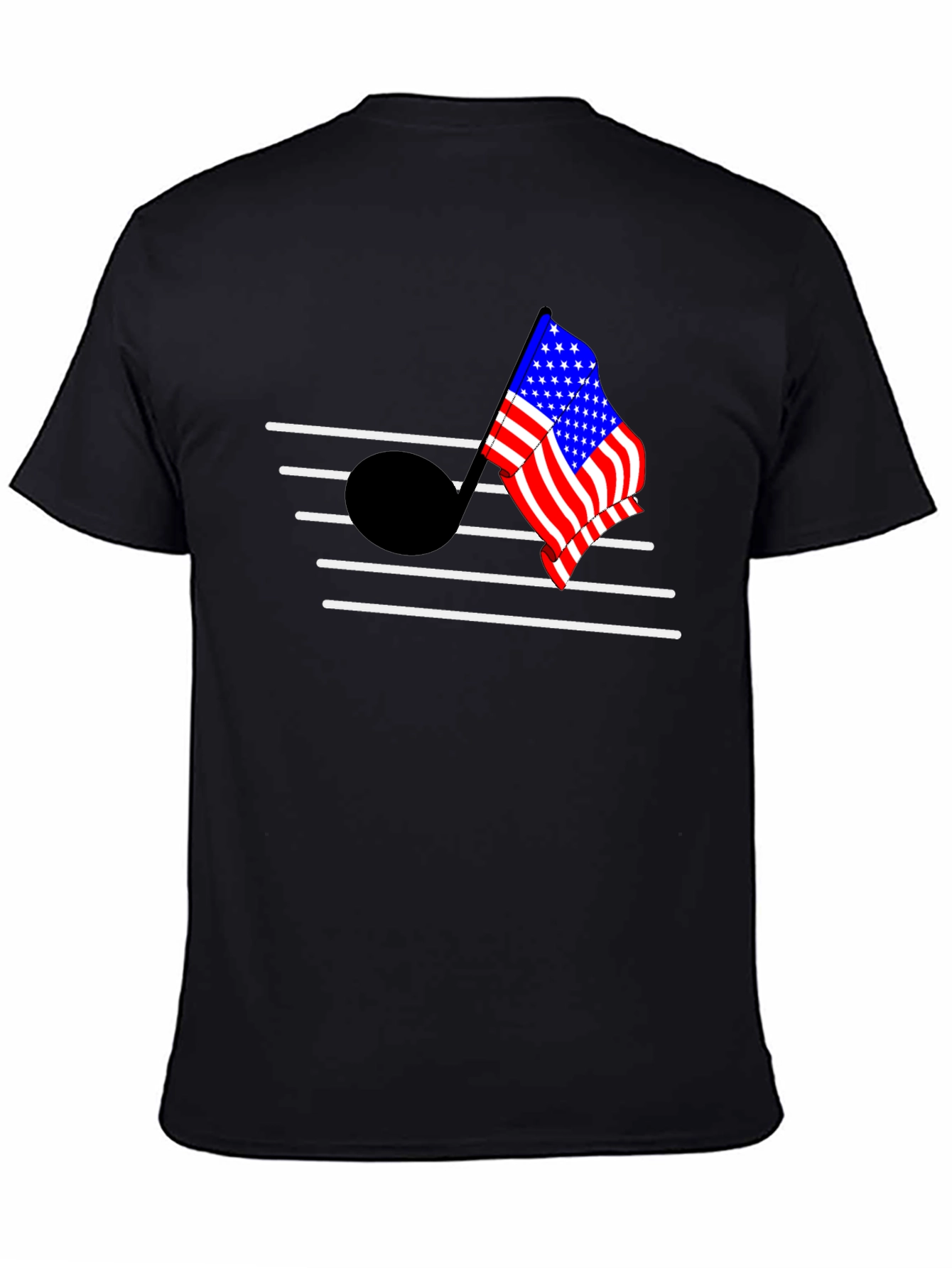 American Flag Music Note Graphic T-Shirt
