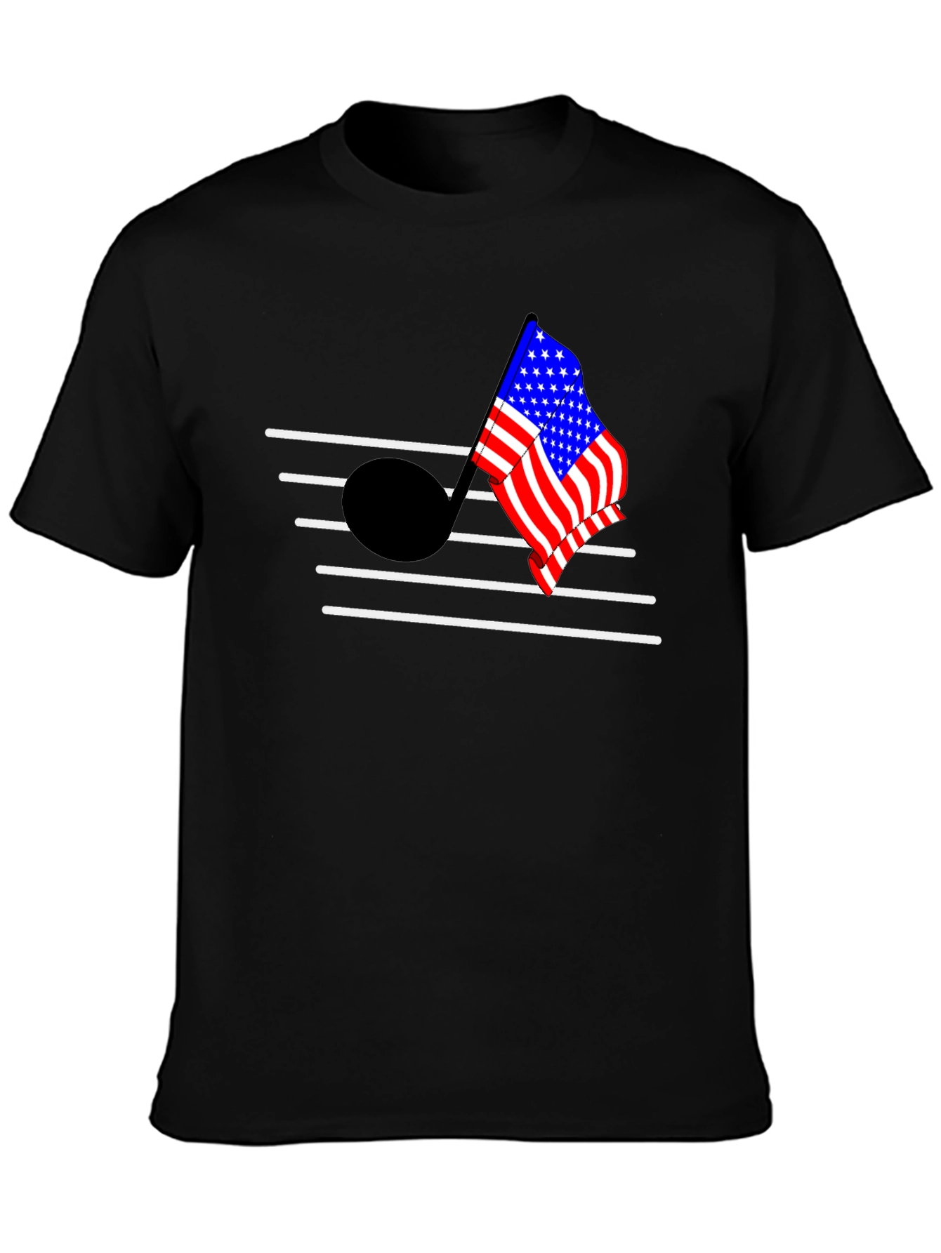 American Flag Music Note Graphic T-Shirt