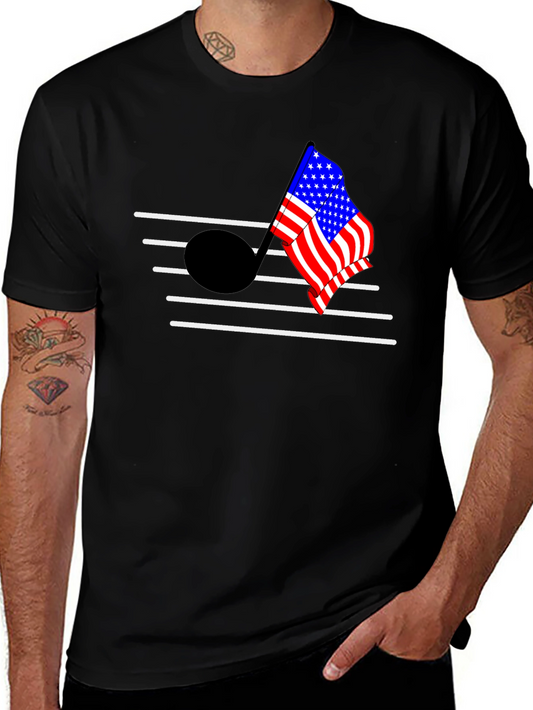American Flag Music Note Graphic T-Shirt
