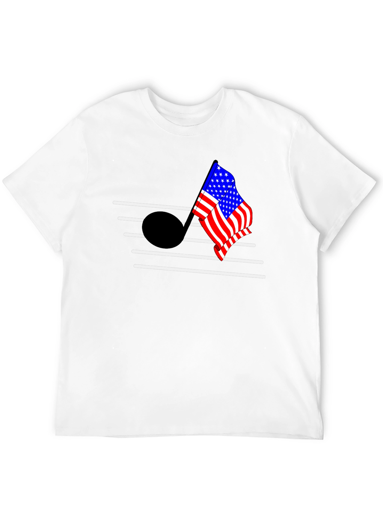 American Flag Music Note Graphic T-Shirt