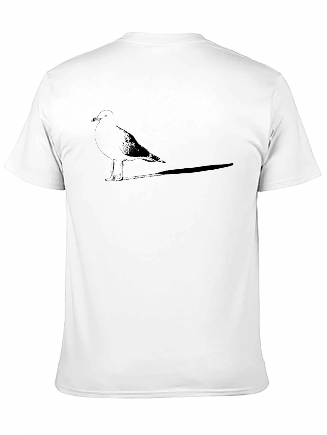 Mens Black T-Shirt with Silhouette Seagull Design