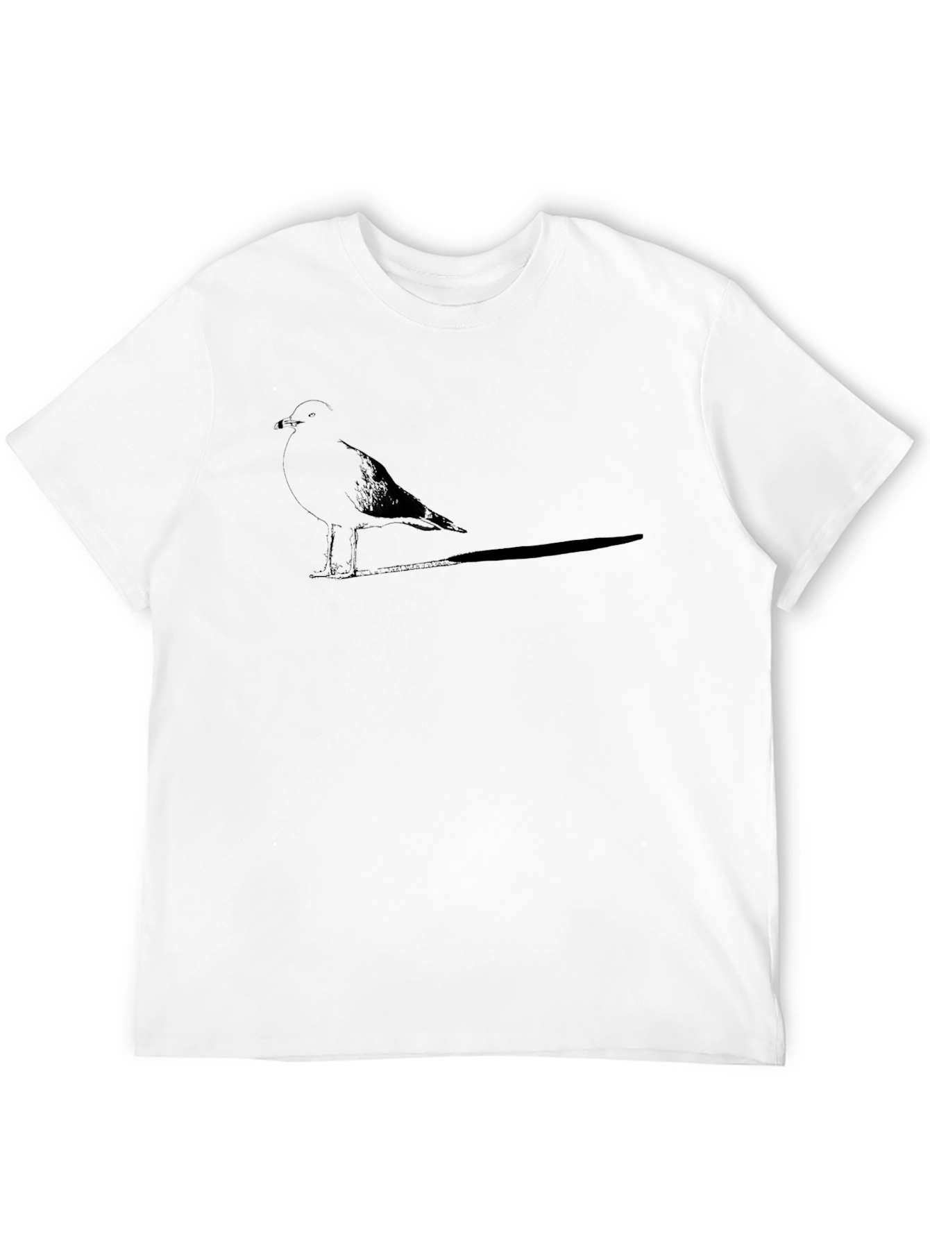 Mens Black T-Shirt with Silhouette Seagull Design