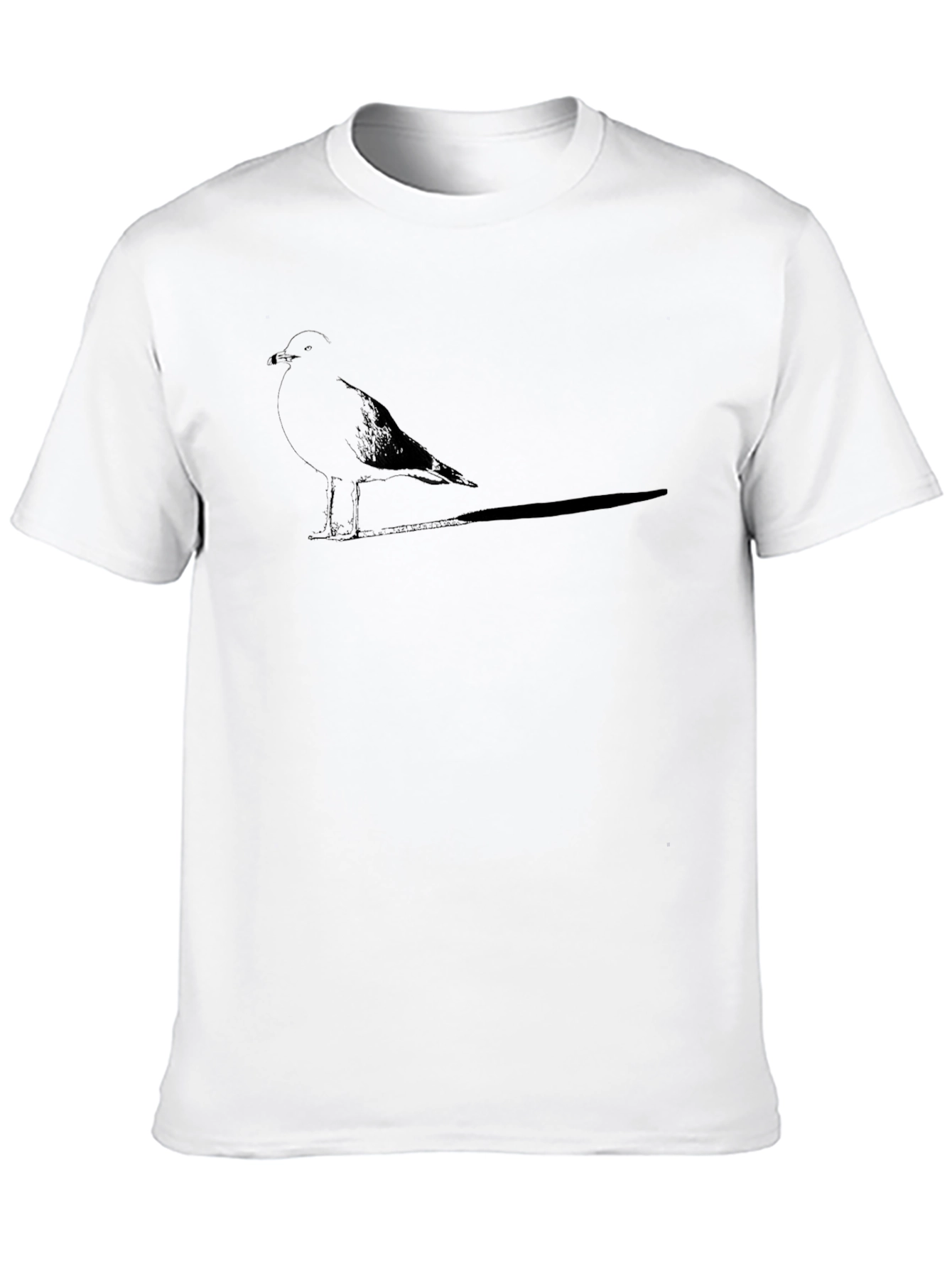 Mens Black T-Shirt with Silhouette Seagull Design