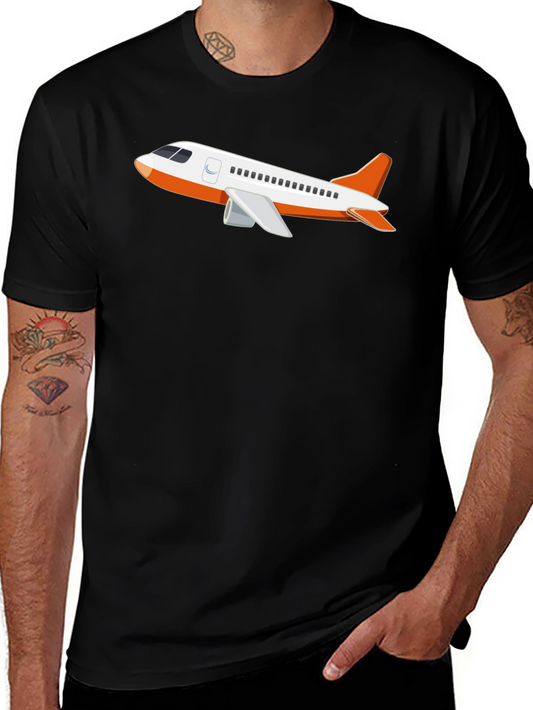 Airplane Graphic T-Shirt - Black Crew Neck Tee