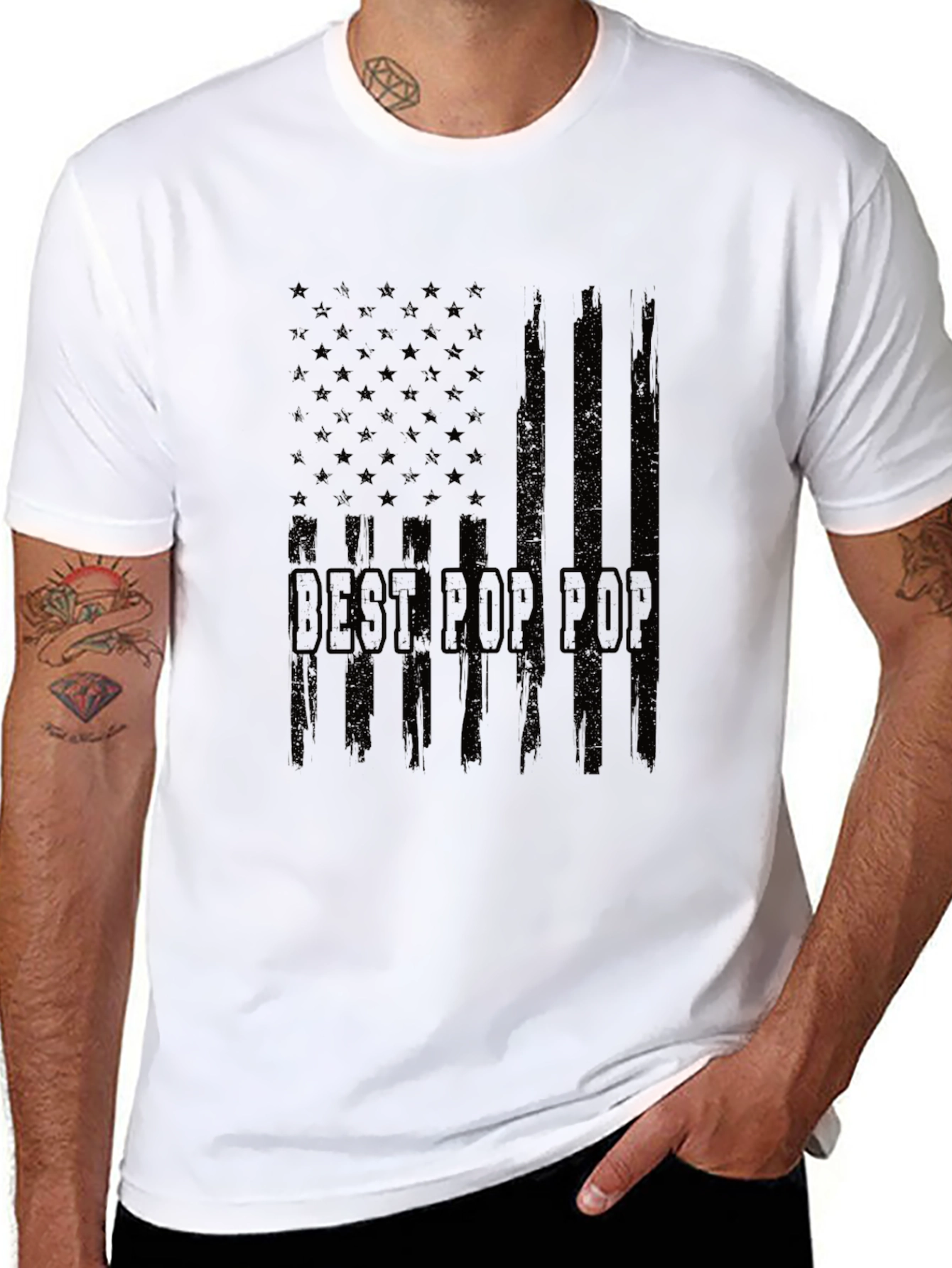Best Pop Pop American Flag Graphic T-Shirt